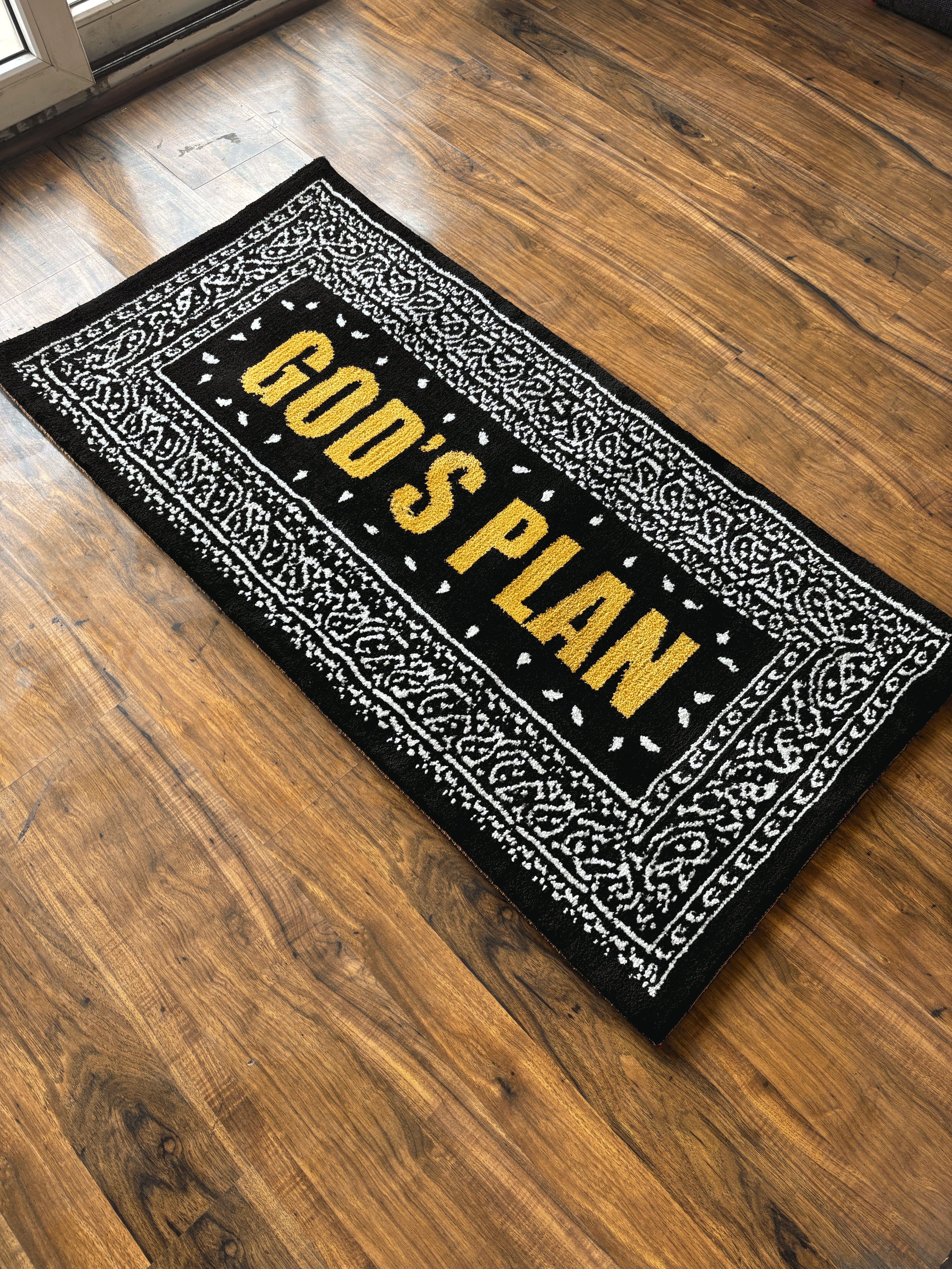 Gods Plan Yellow Machine Tufted Rug