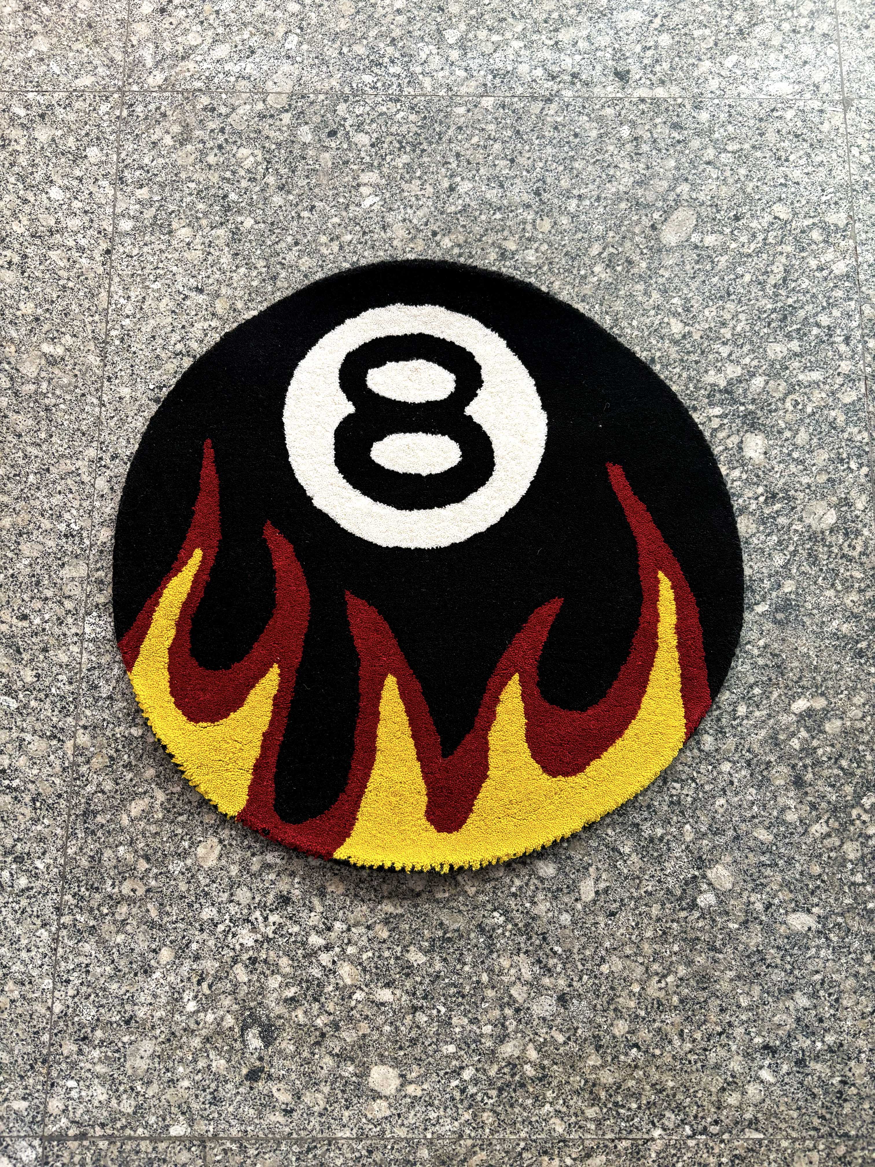 8 Ball Fire Tufted Rug