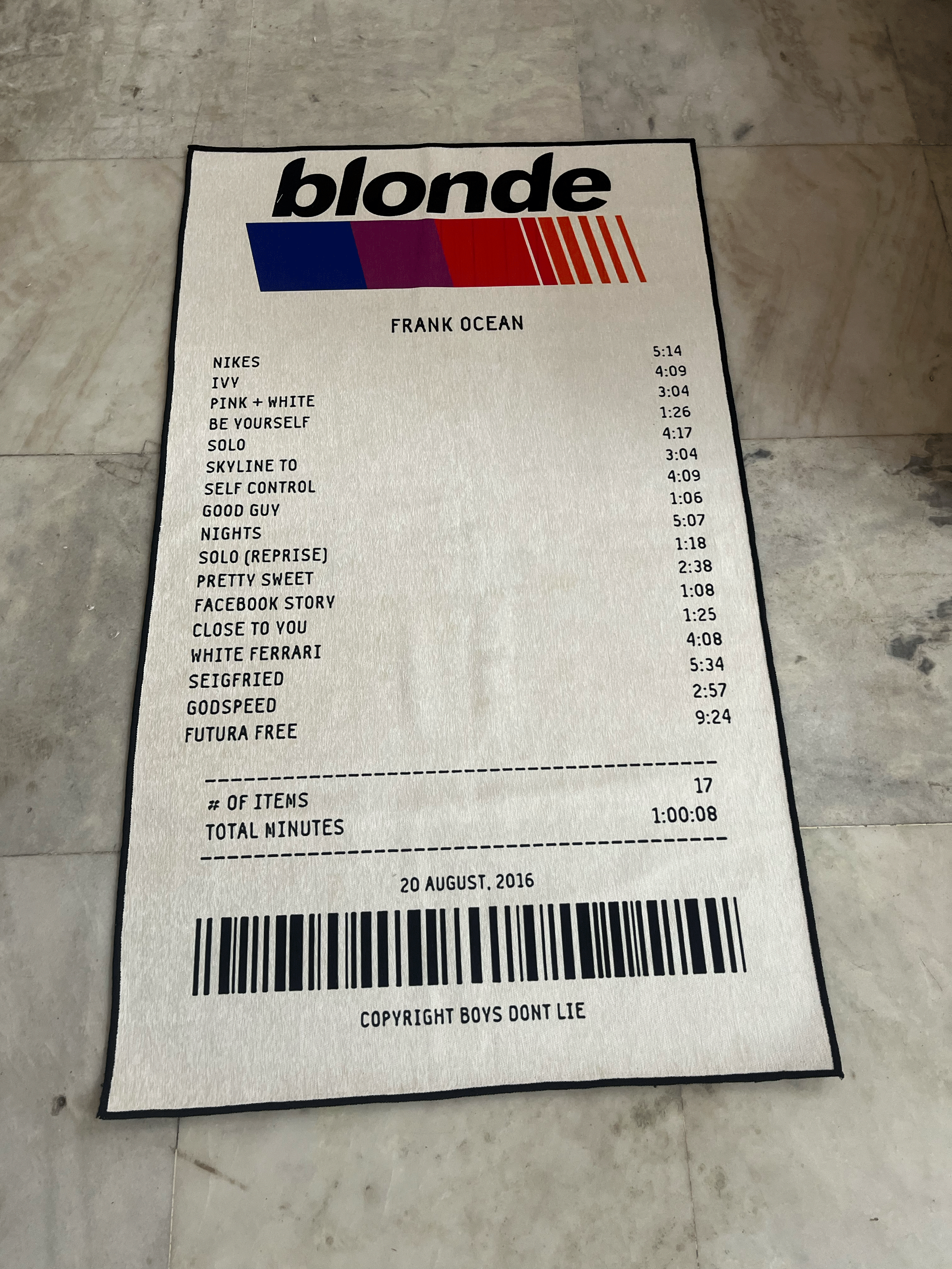 Blonde Receipt Receipt Washable Printed Rug