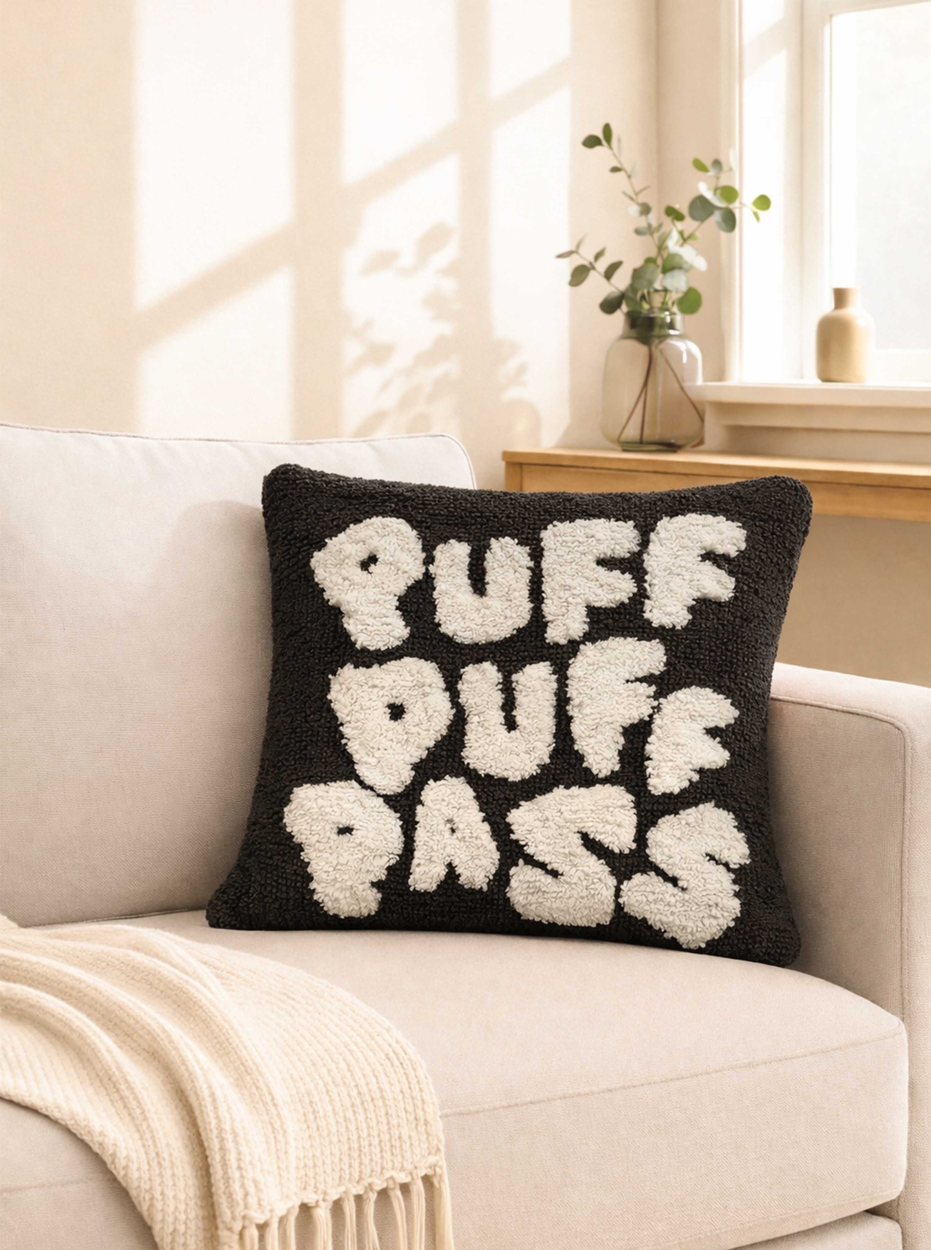 Puff Puff Pass Black cushion cover