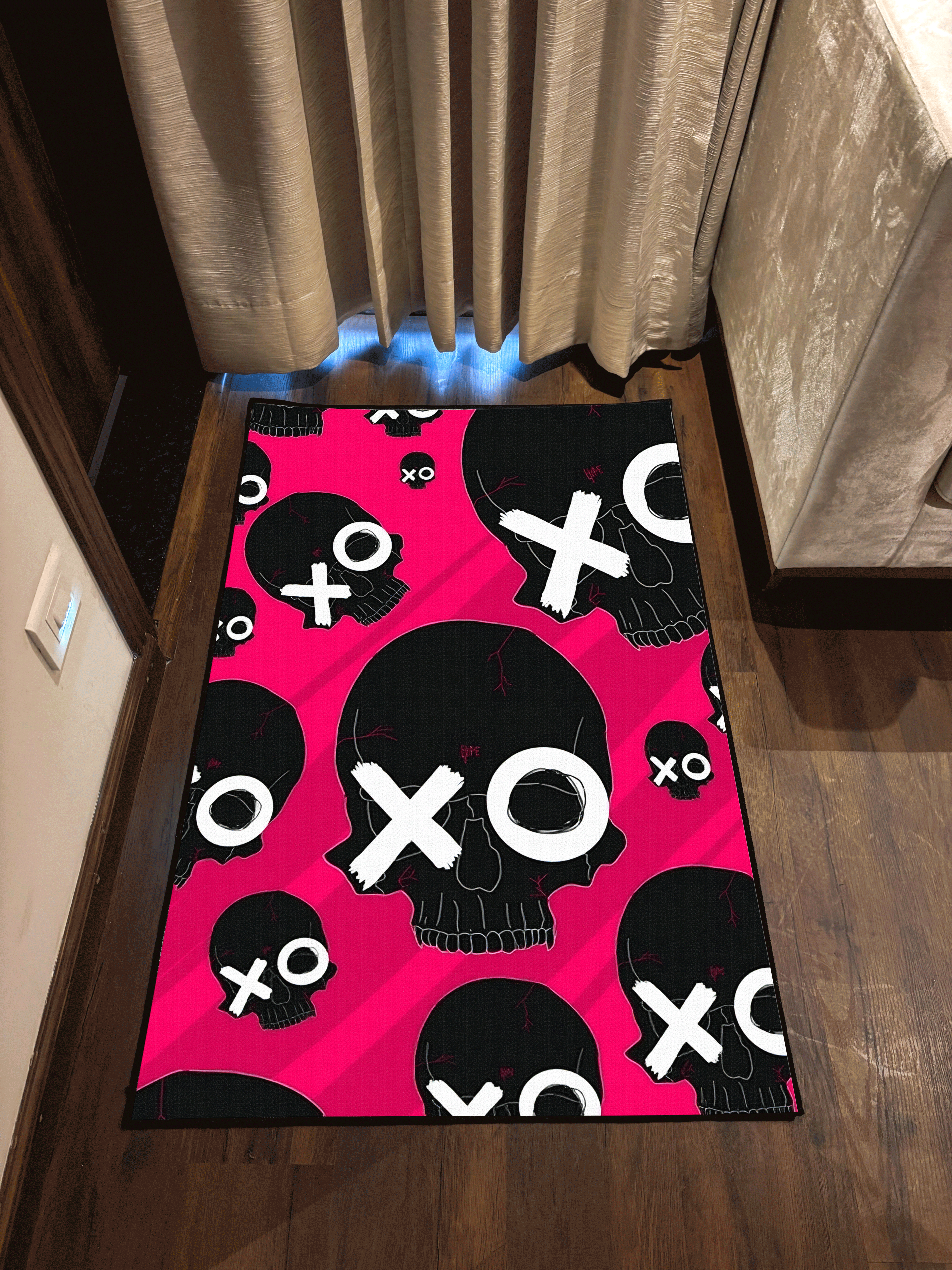 Pink Skull Washable Custom Rug
