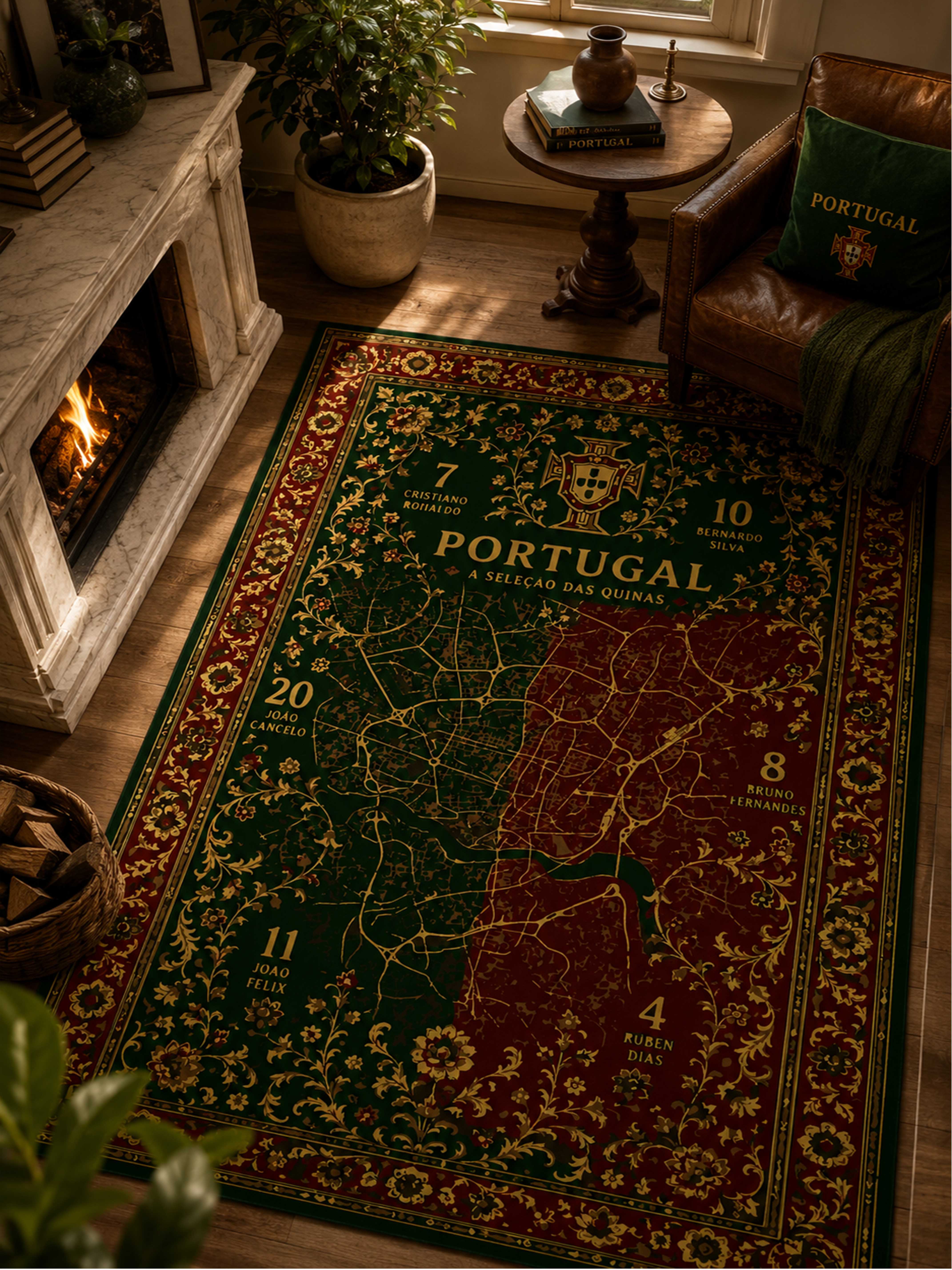 Portugal Football Traditional Washable Rug