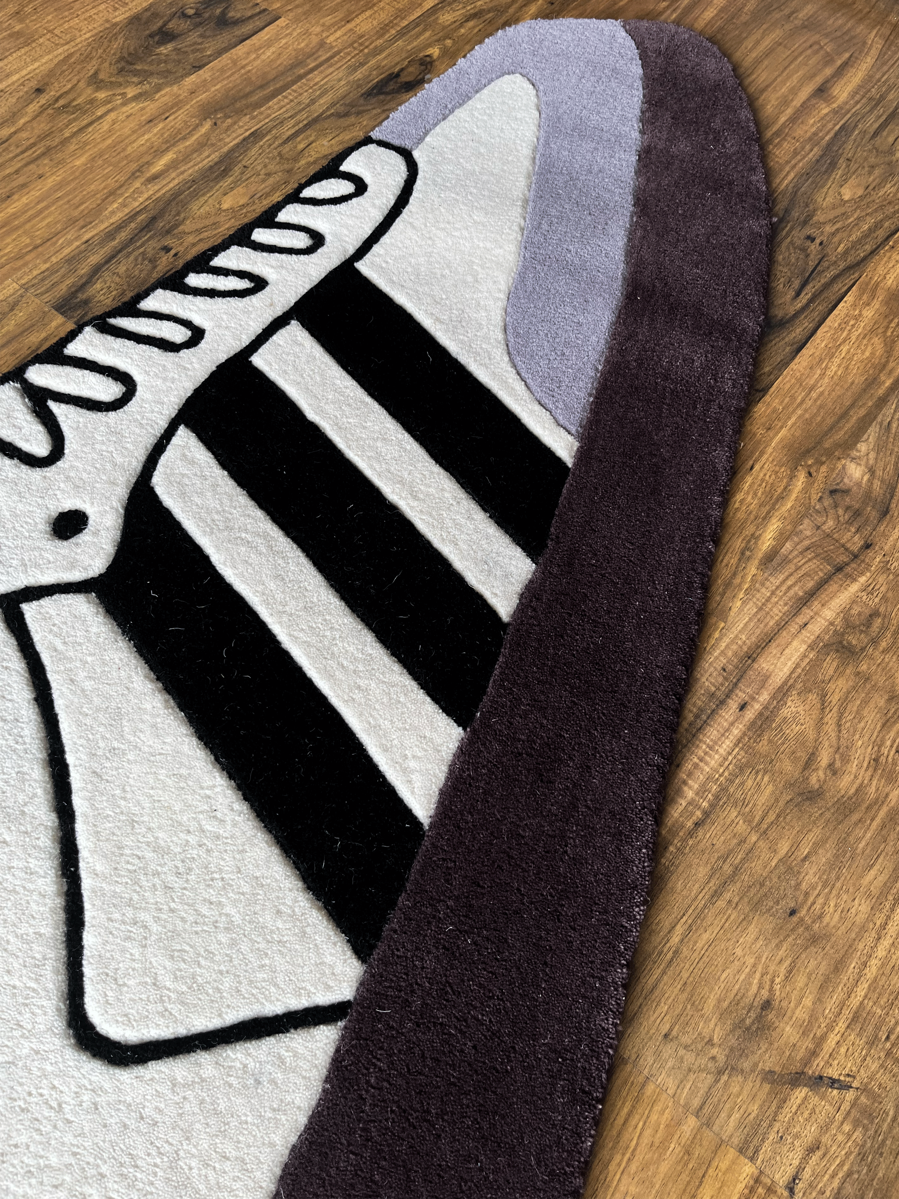 White Stripe Custom Shoe Rug