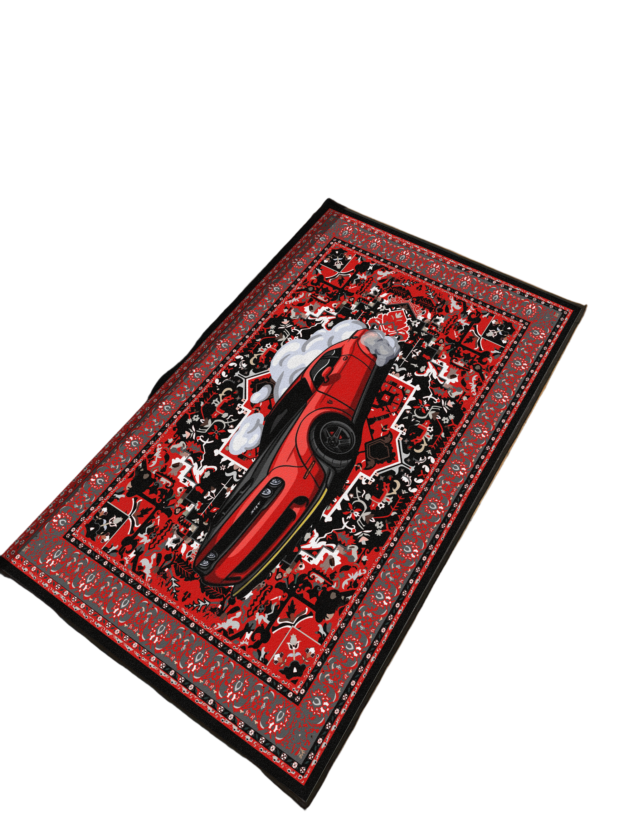 Red challenger traditional design Washable Rug