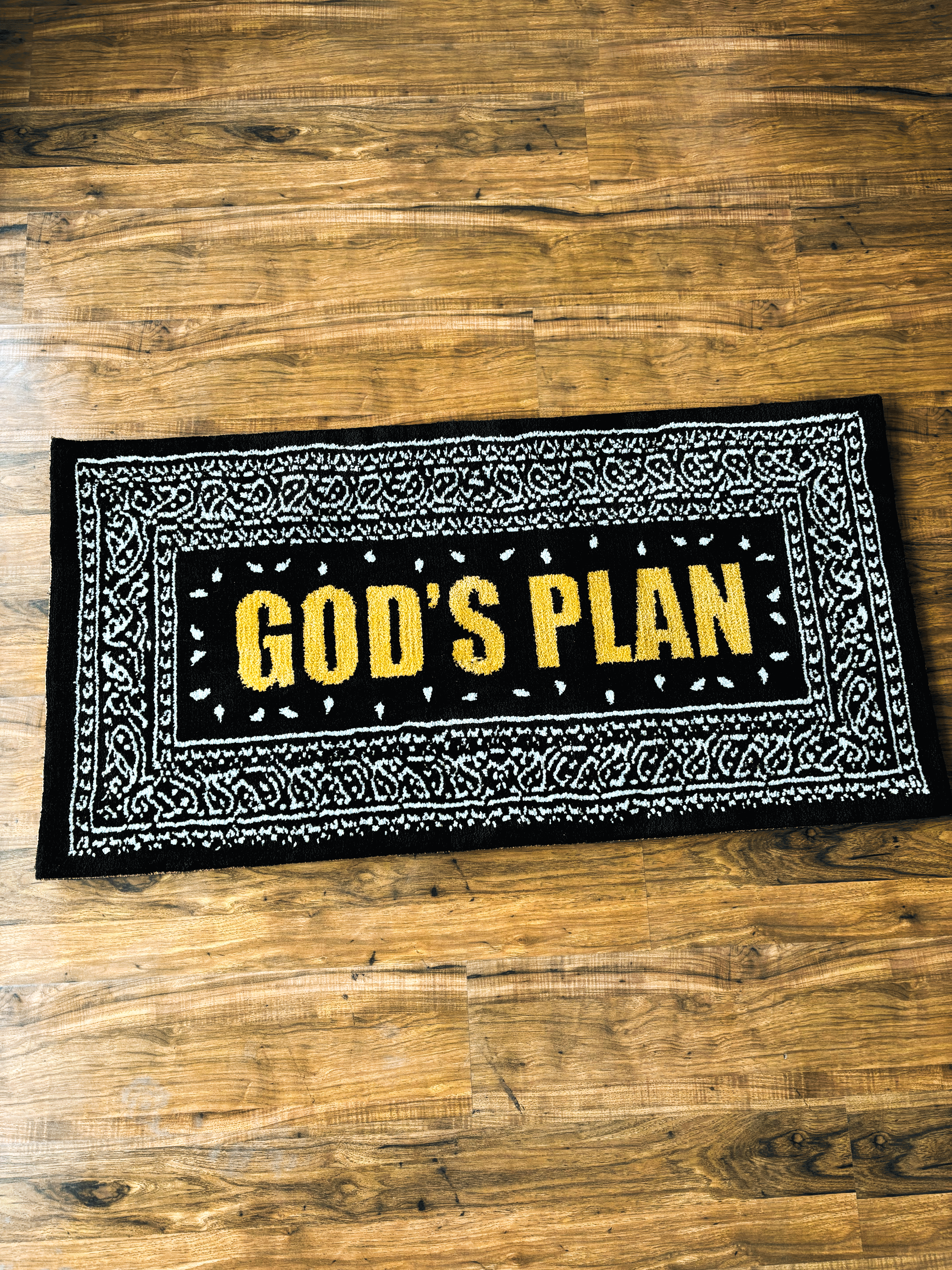 Gods Plan Yellow Machine Tufted Rug