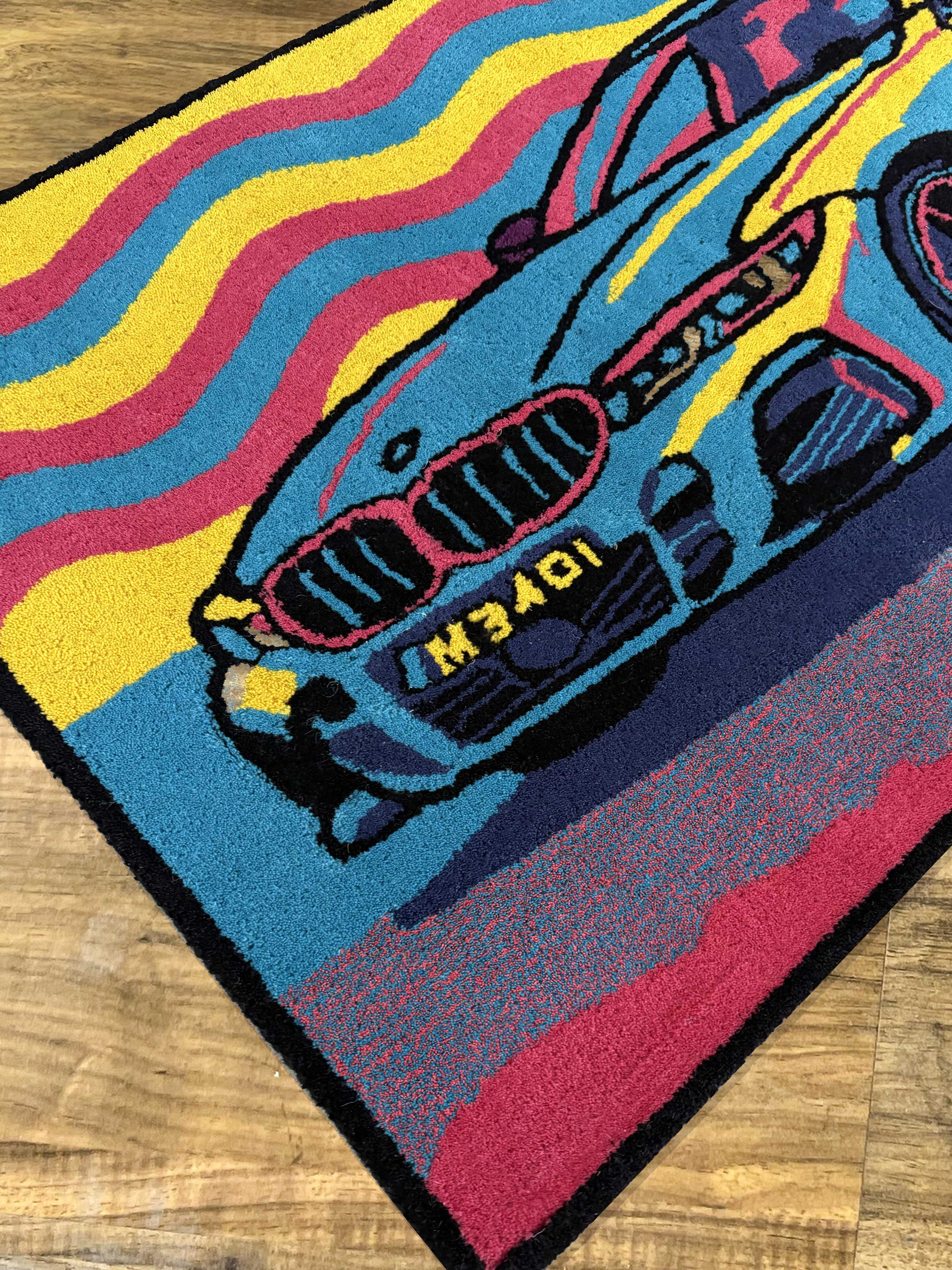 Multi Colour Car Hand tufted Custom Rug