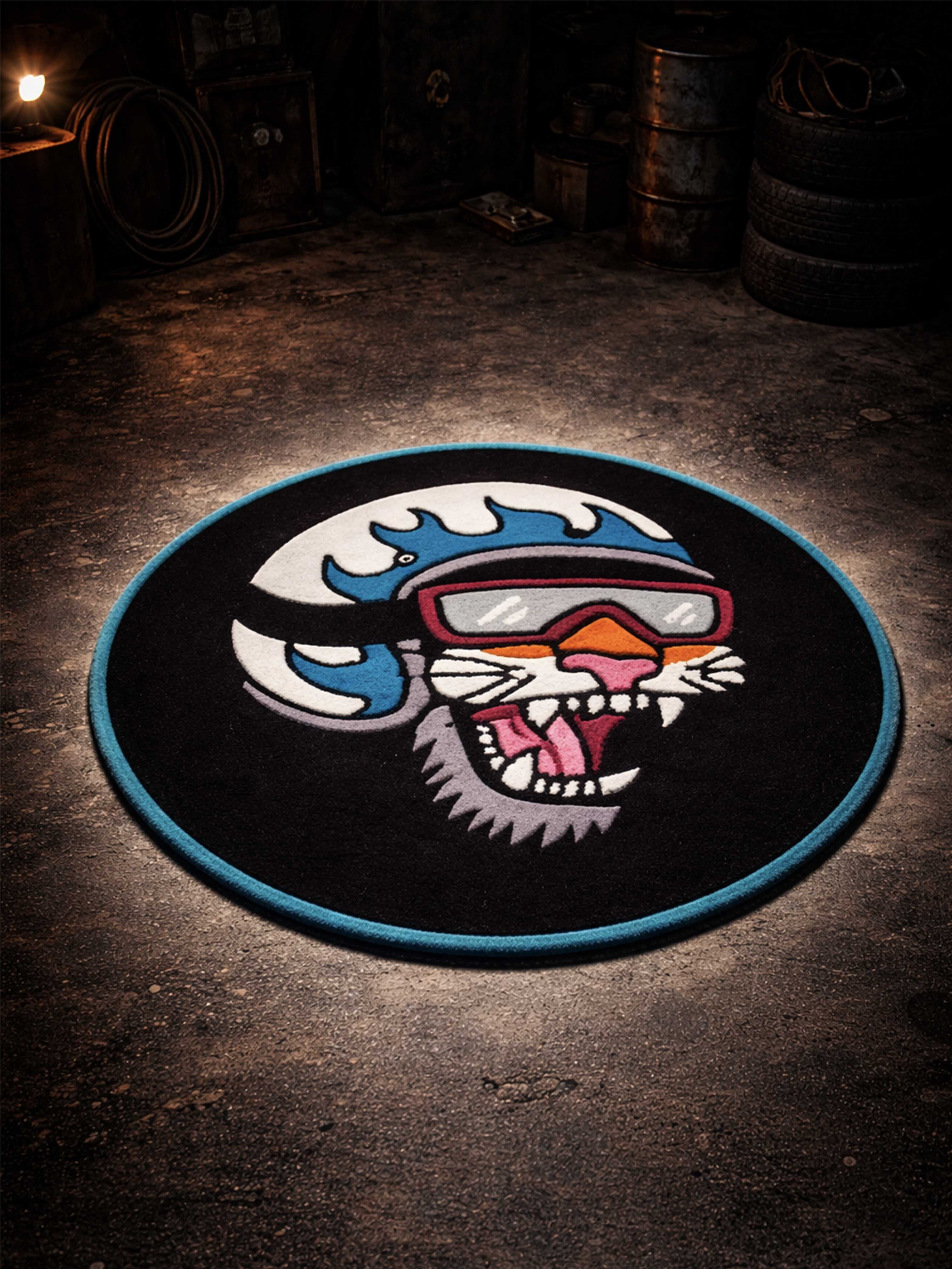 Cat biker Hand Tufted Rug