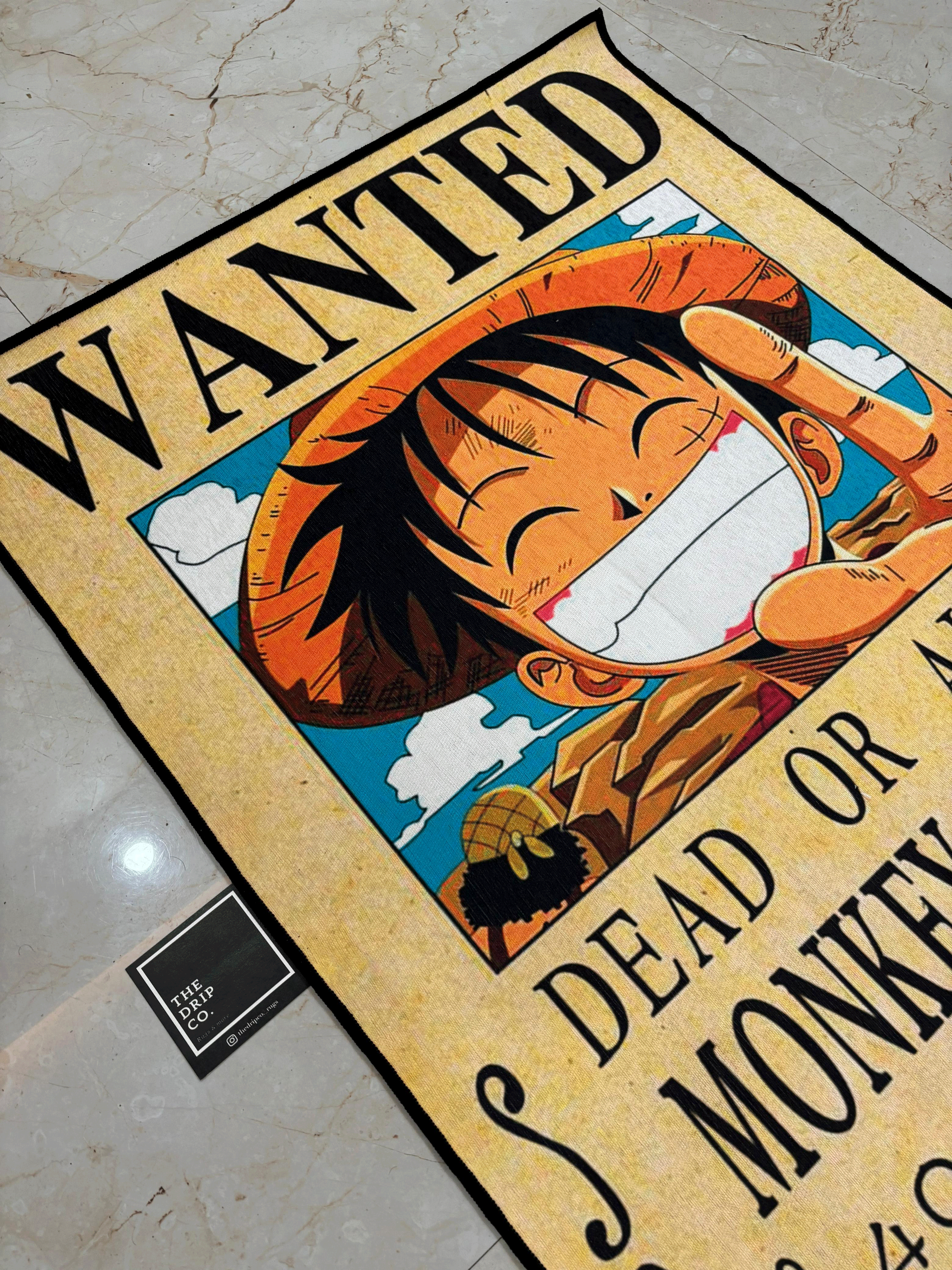 Luffy Wanted Dead Printed Washable Rug