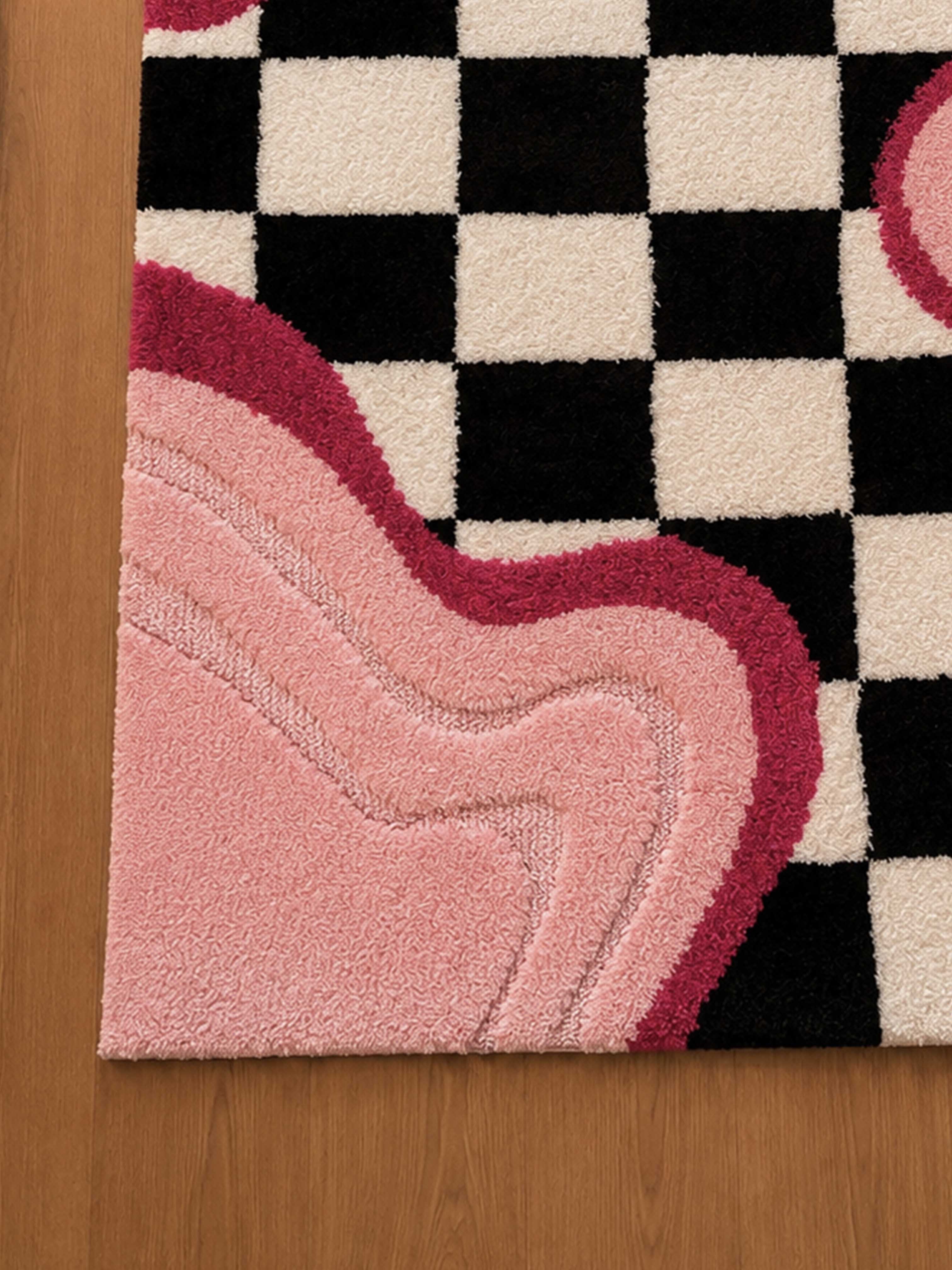 Melted Checkerboard machine made rug
