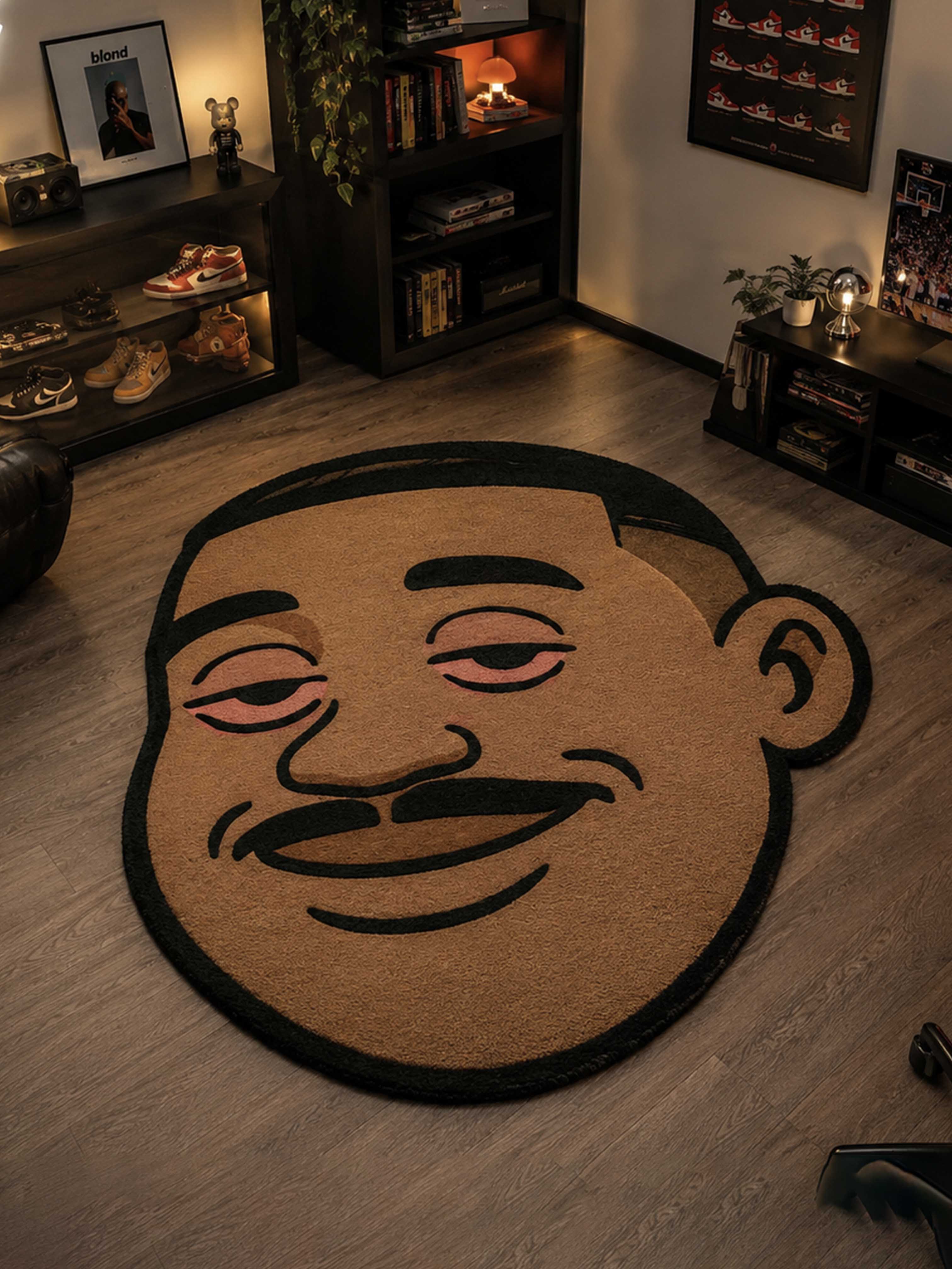 Stoned Man Face Hand Tufted Rug