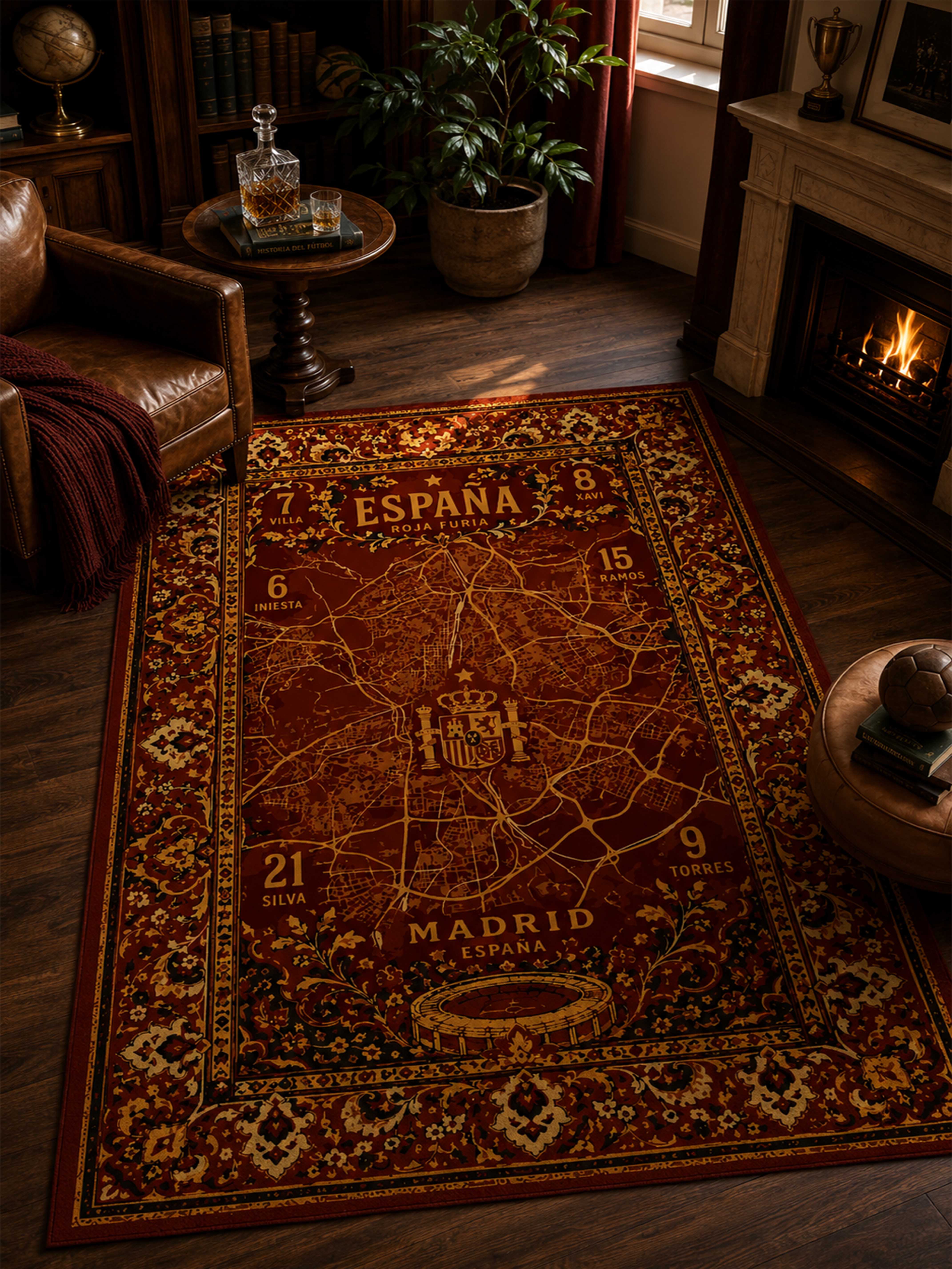Spain Football Traditional Washable Rug