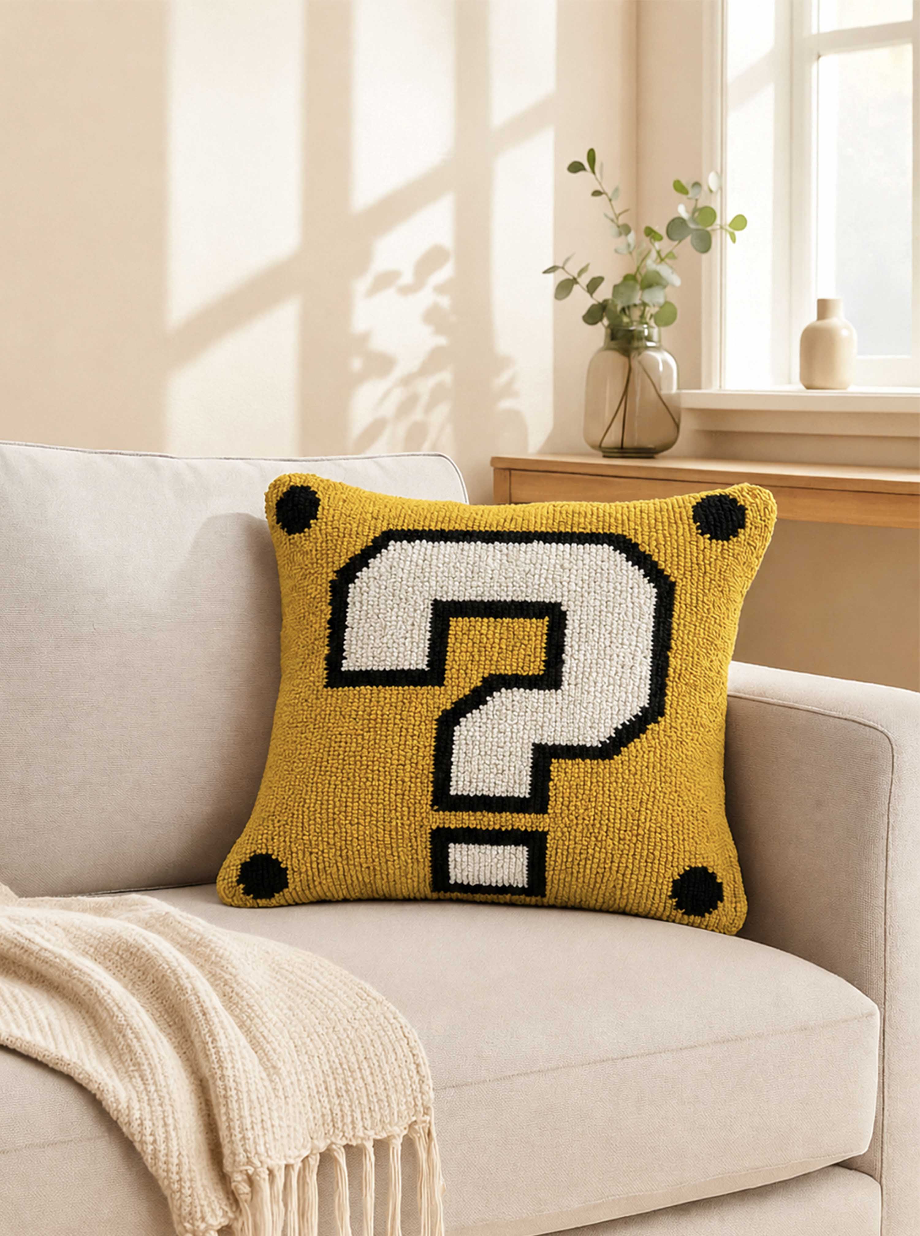 Question Mark Yellow cushion cover