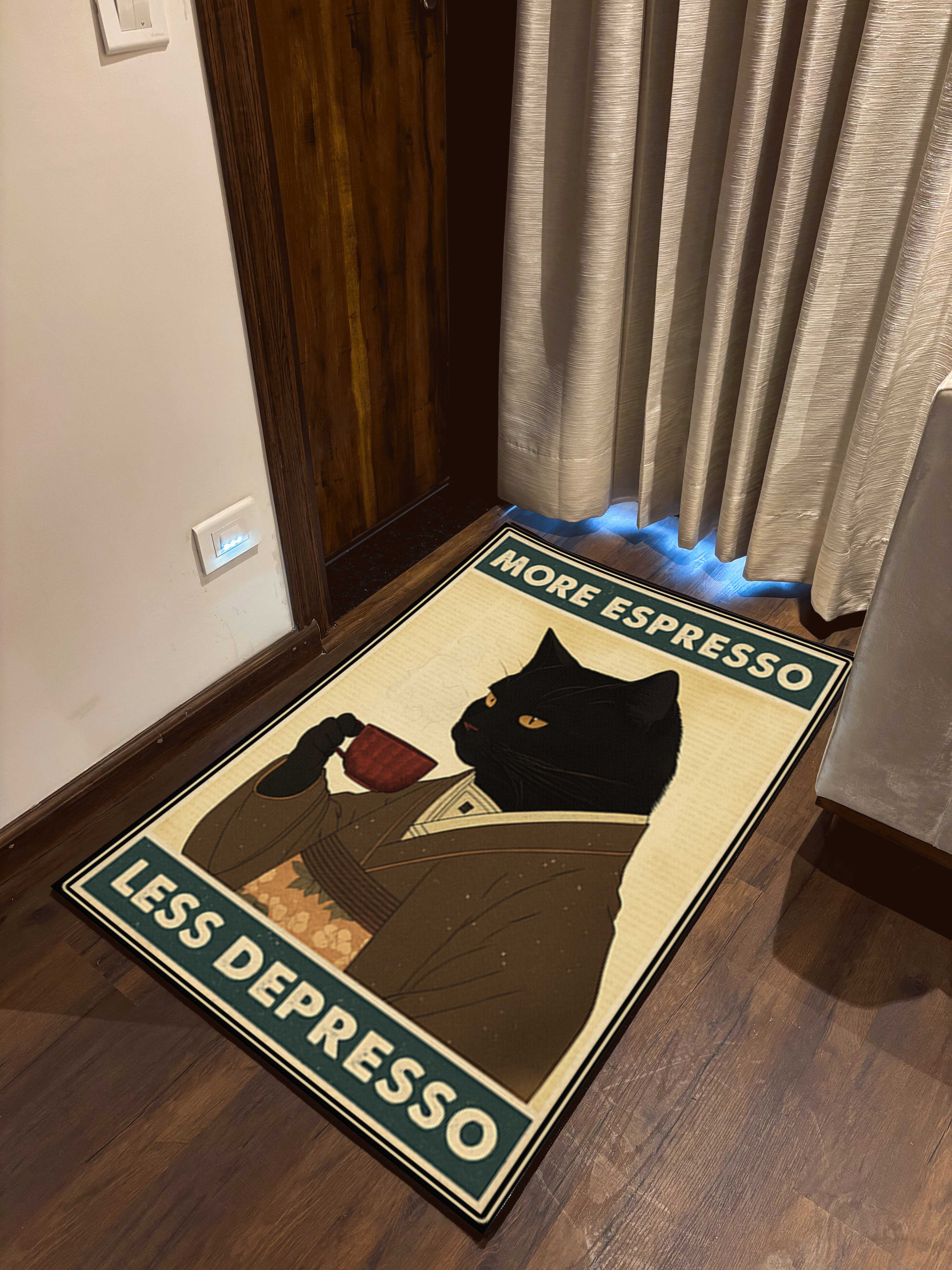 Cat Coffee Door Washable Custom Rug by the Drip Co.
