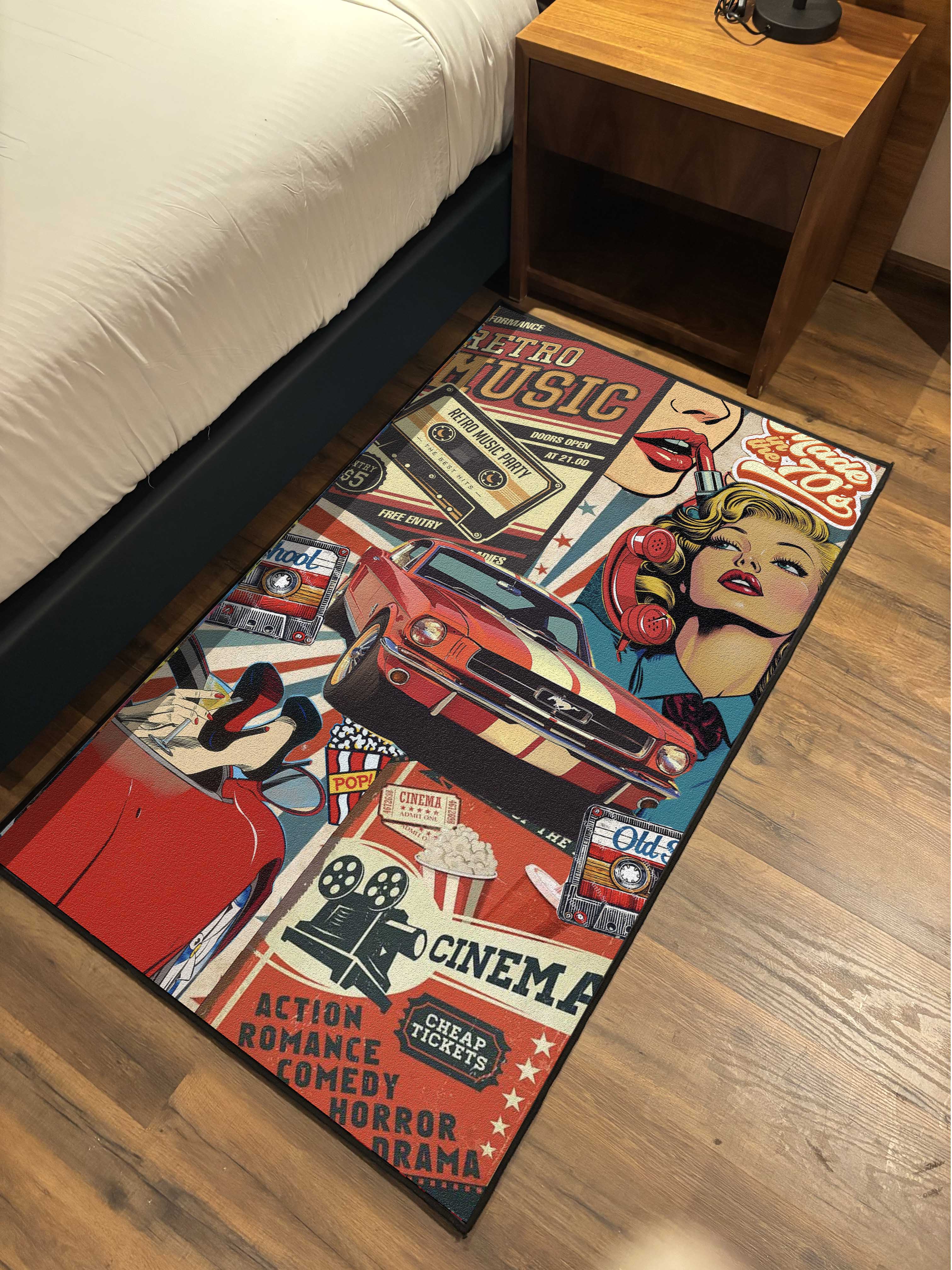 Retro collage art Washable Custom Rug