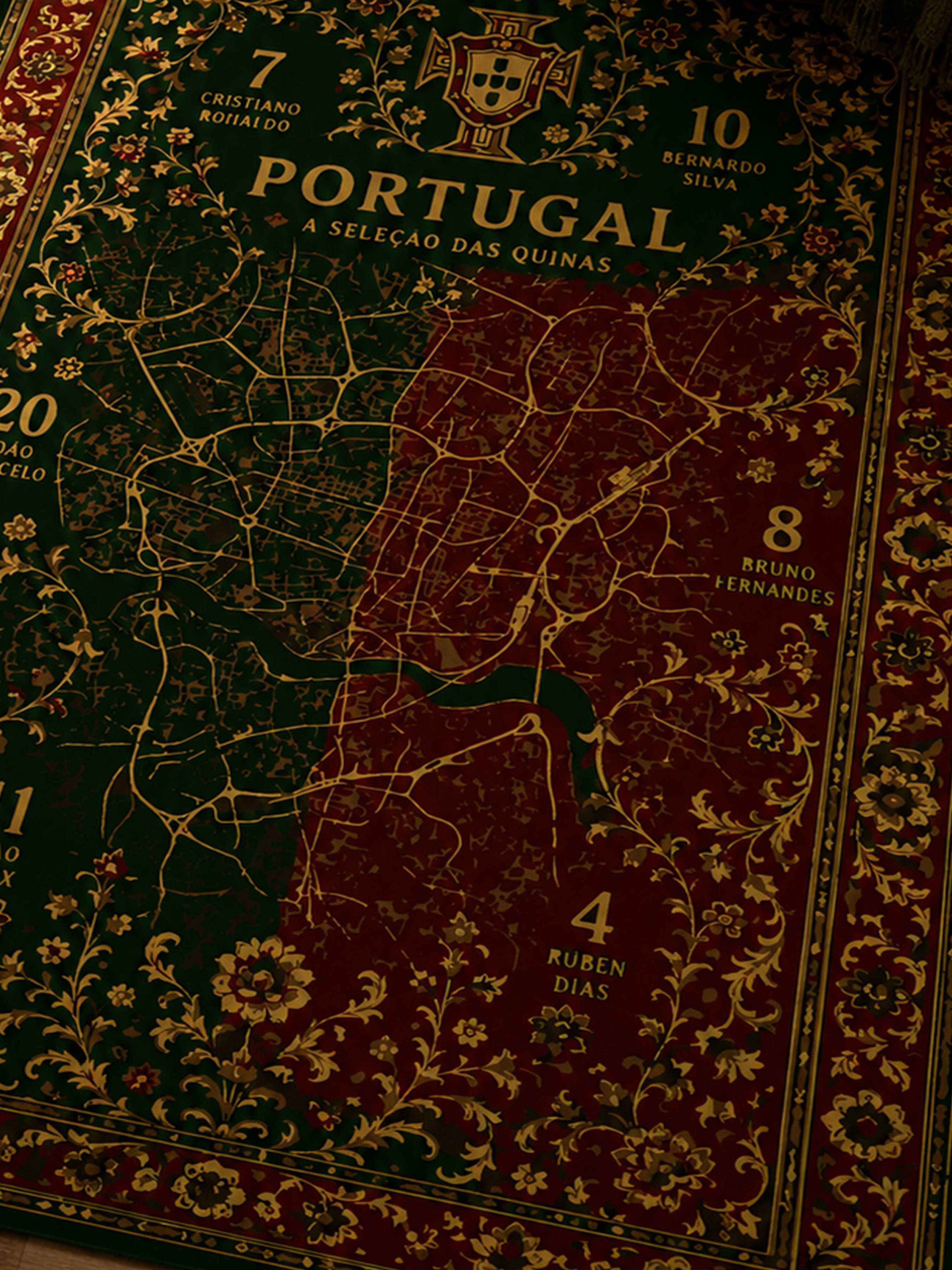 Portugal Football Traditional Washable Rug