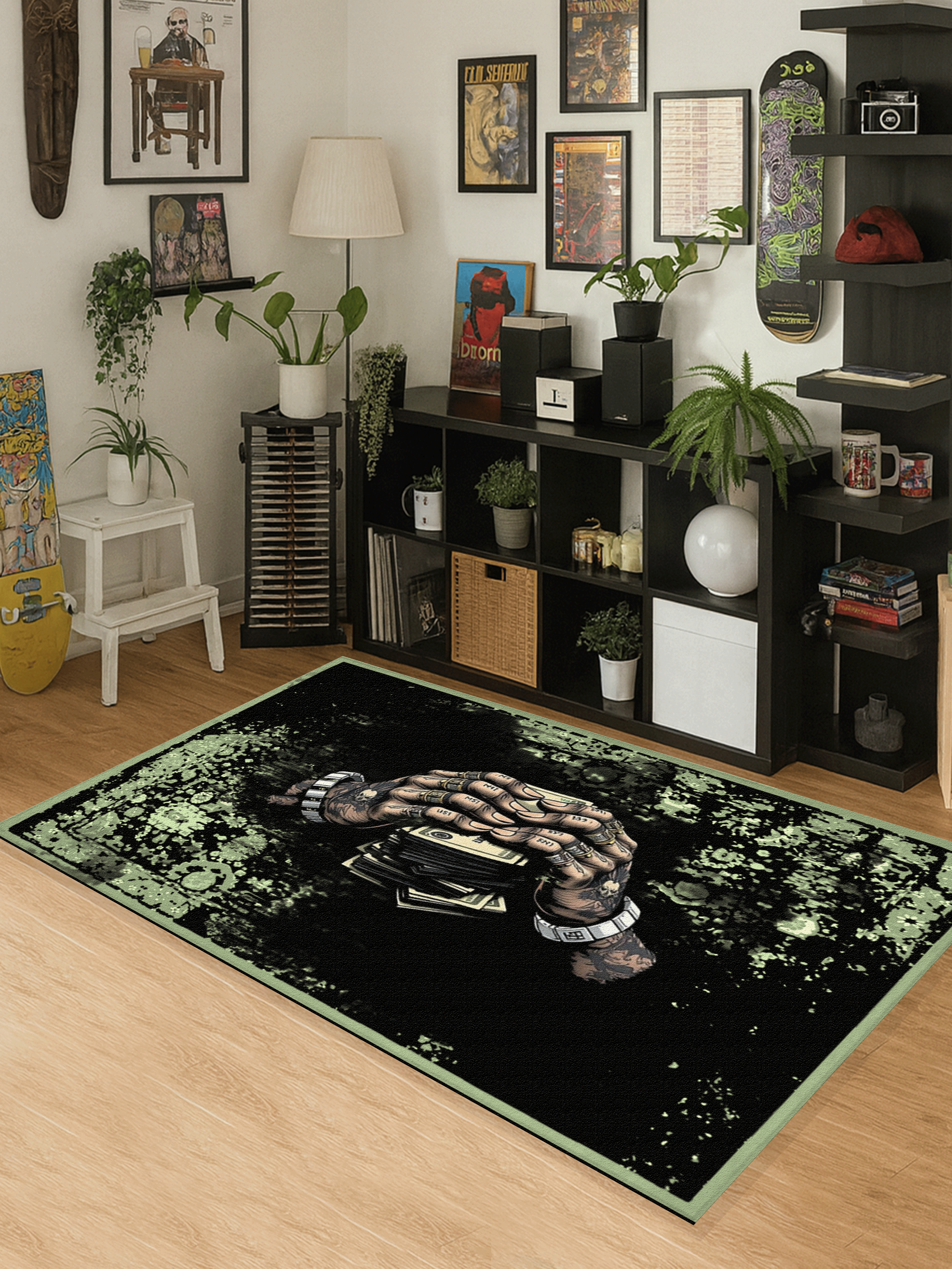 Money in Hands Washable Custom Rug