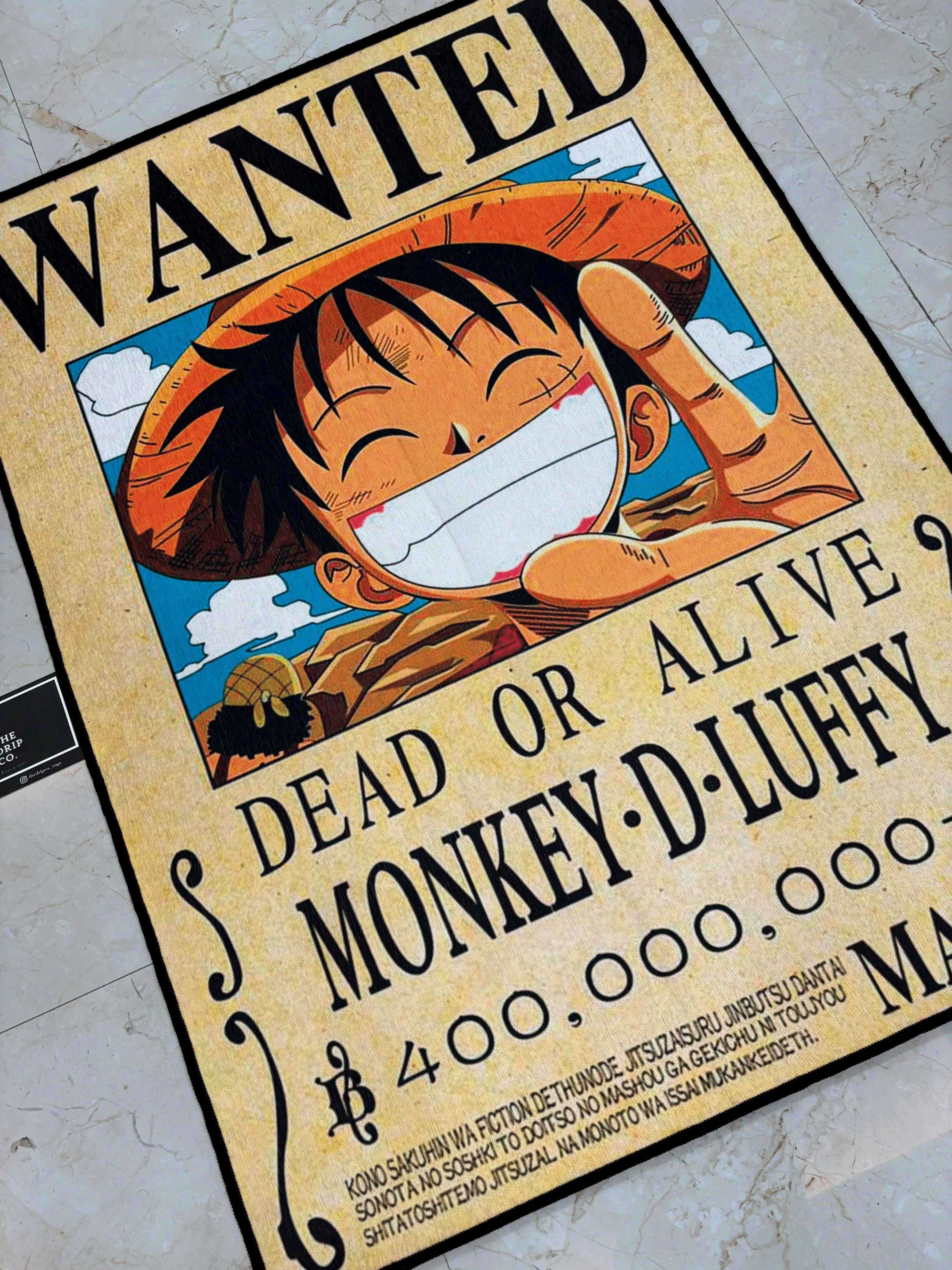 Luffy Wanted Dead Printed Washable Rug