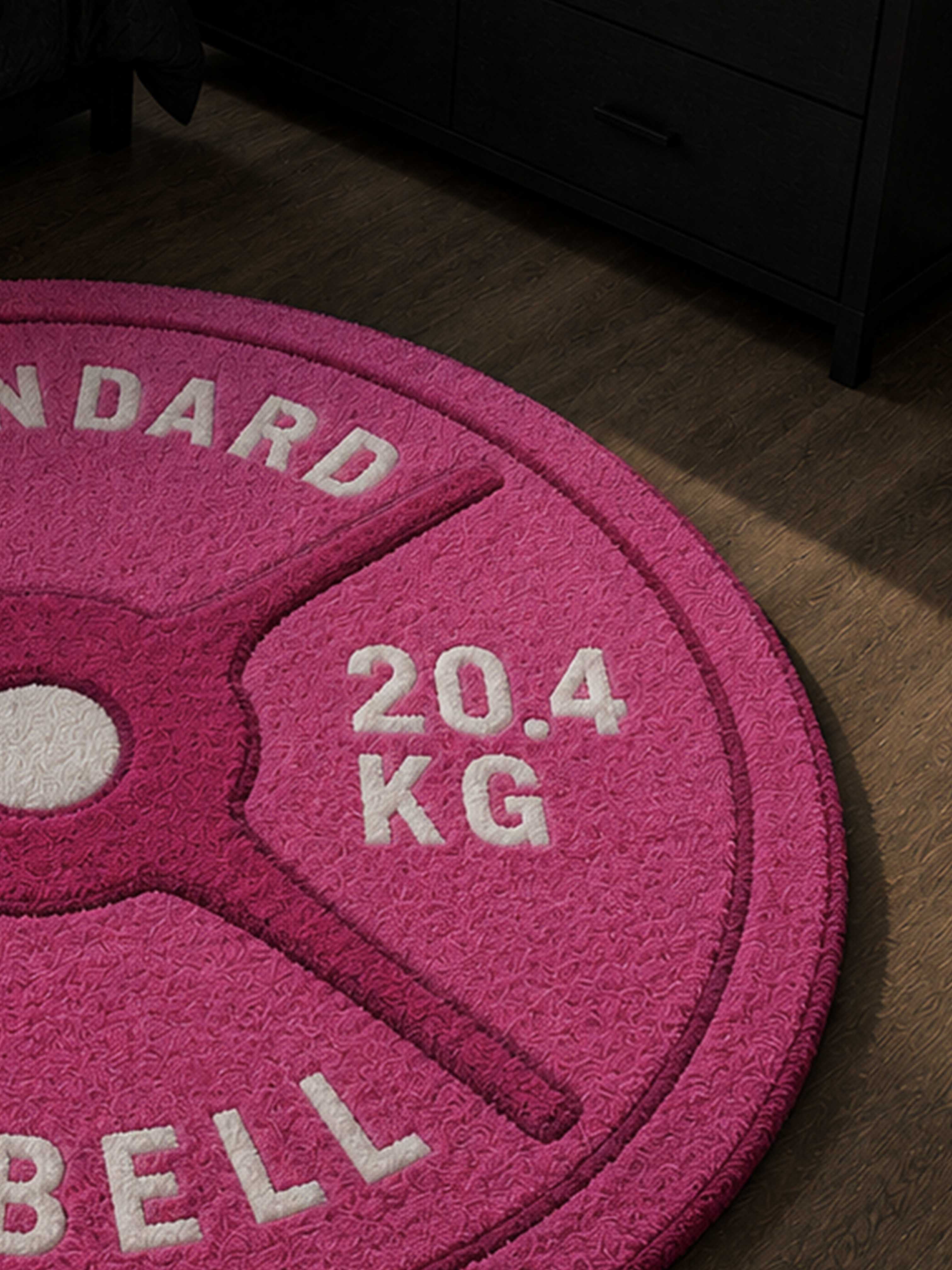 Pink Barbell Hand Tufted Rug