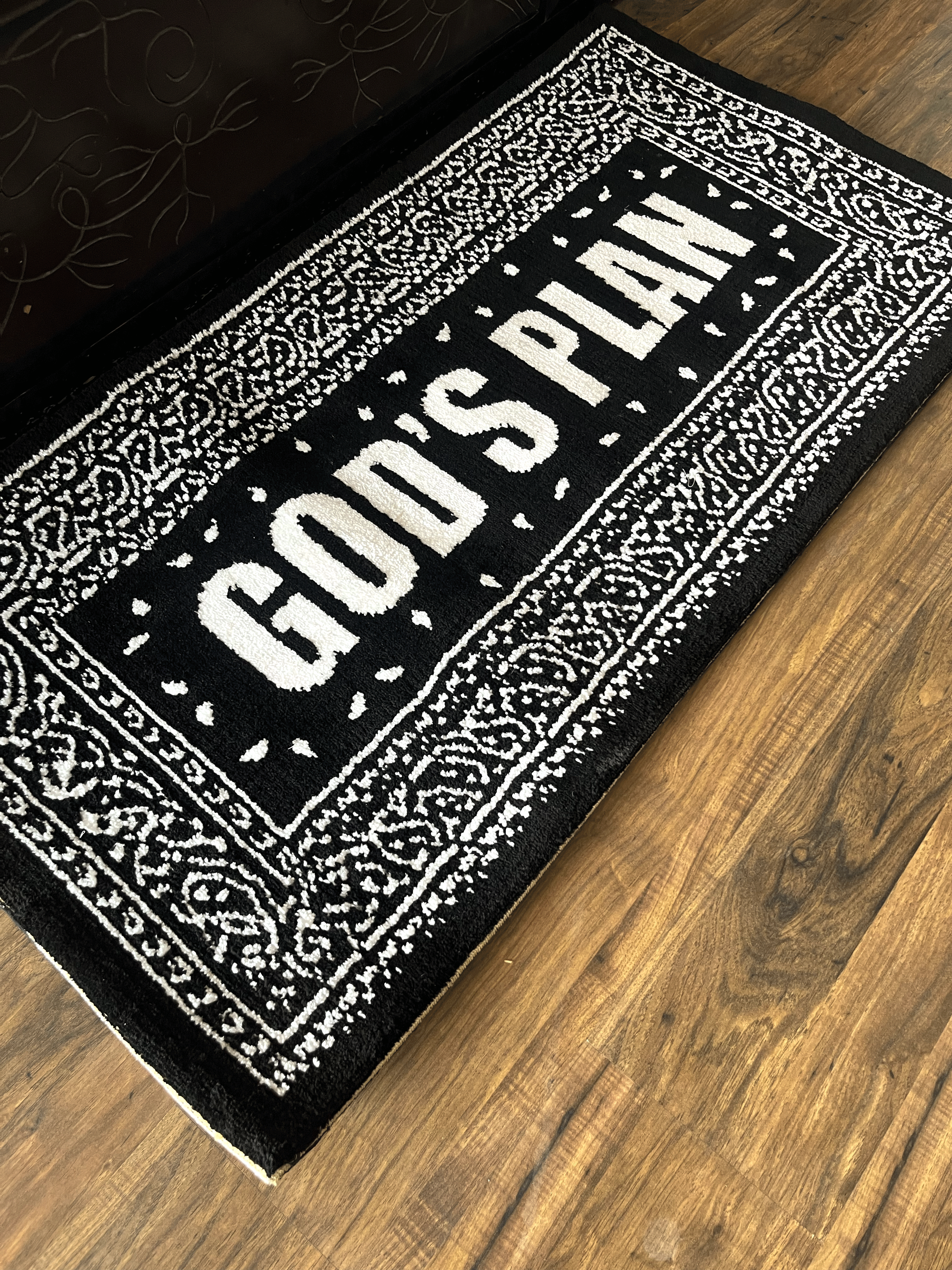 Gods Plan White Machine Tufted Custom Rug
