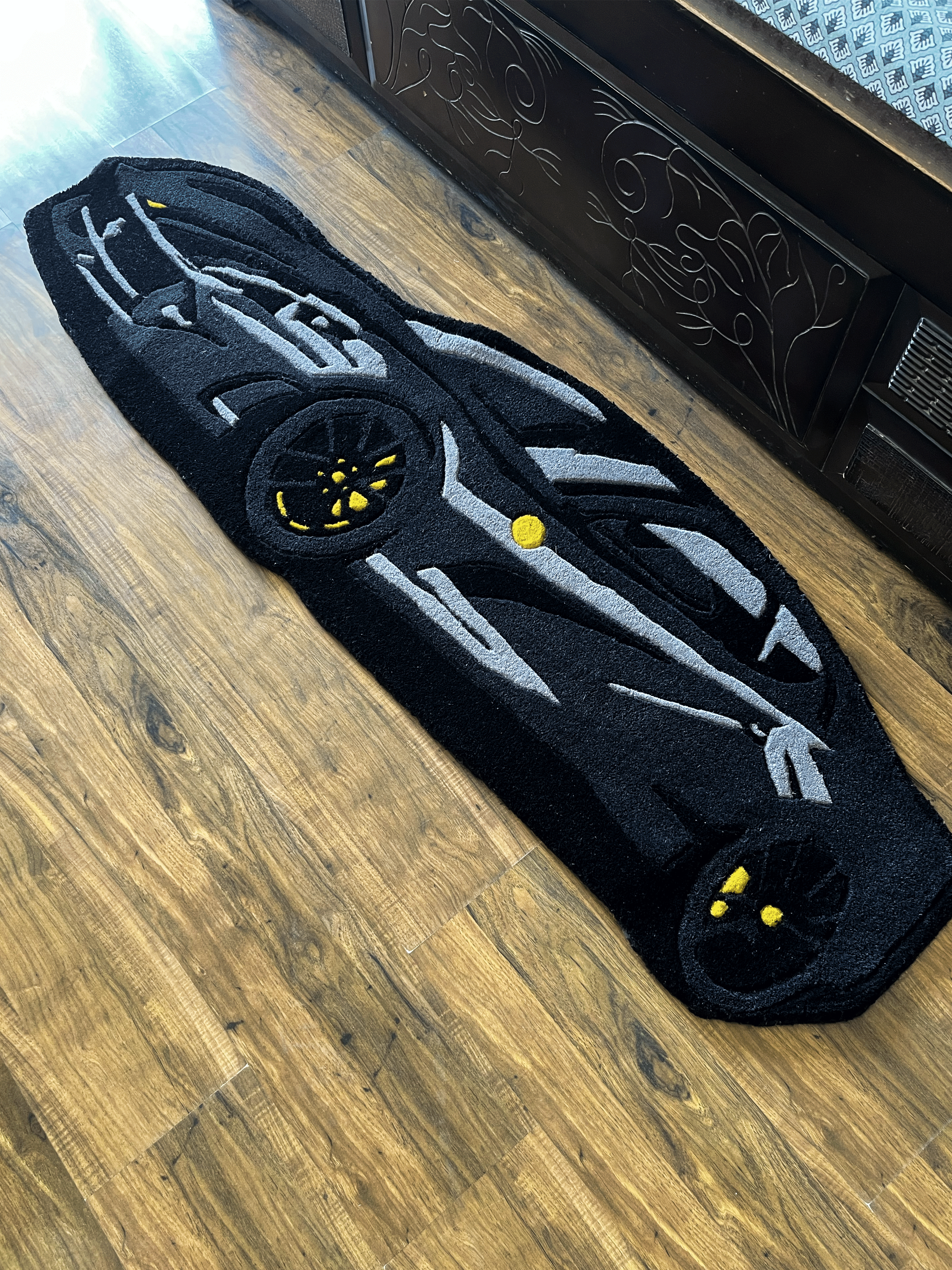 Black super Car Hand Tufted Custom Rug