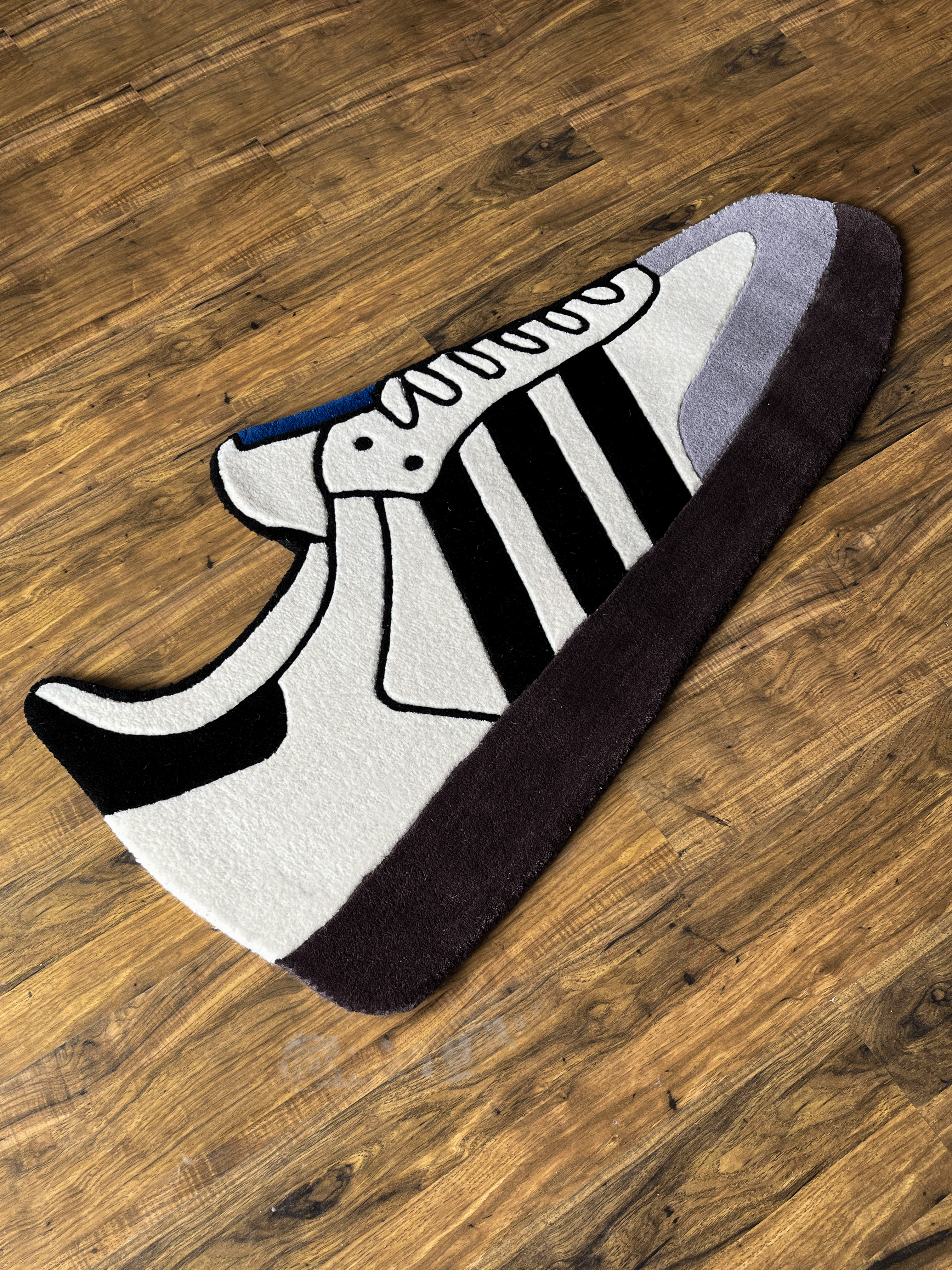 White Stripe Custom Shoe Rug