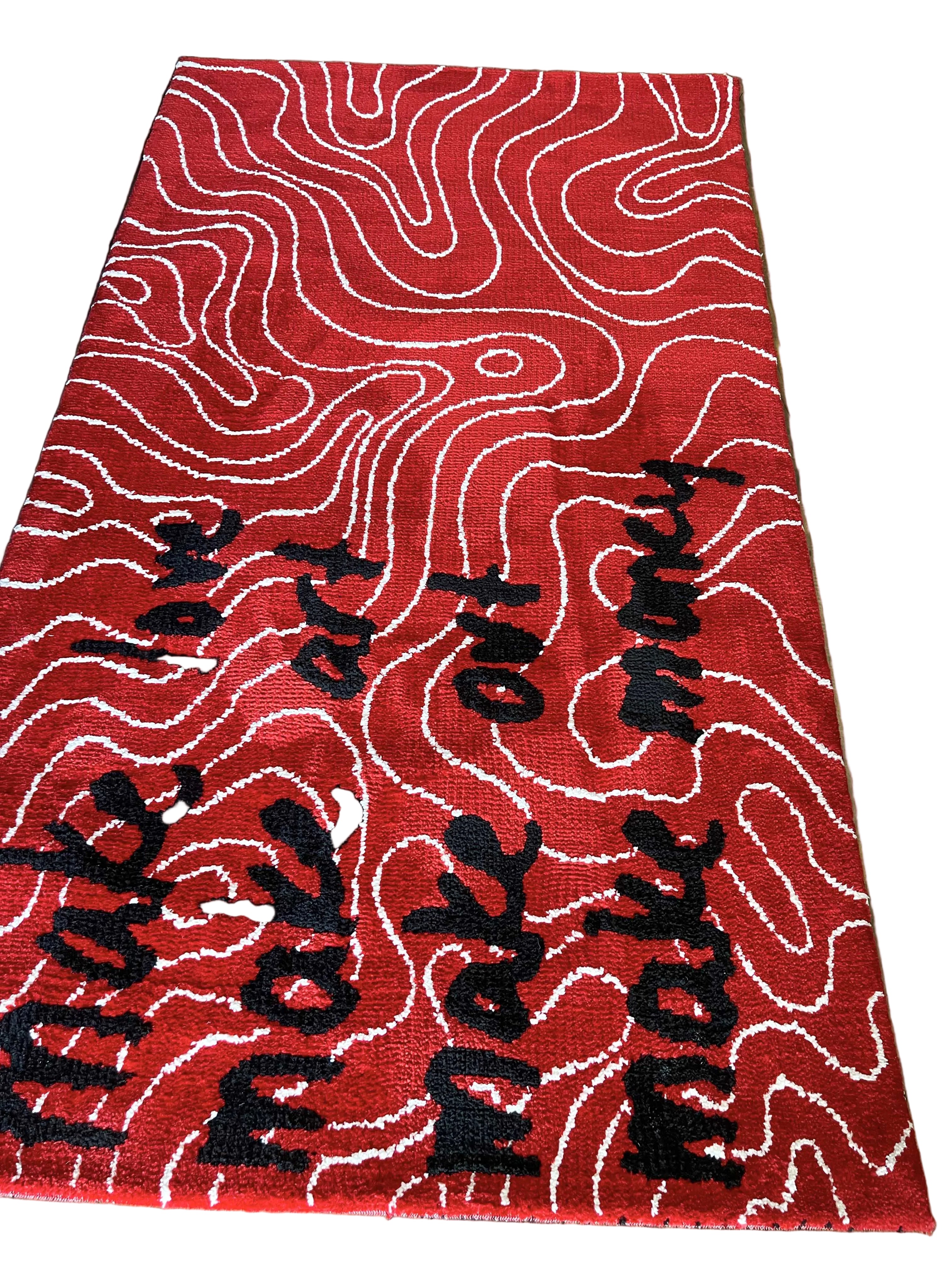 Make love, Make art, make out Machine Made Custom Rug