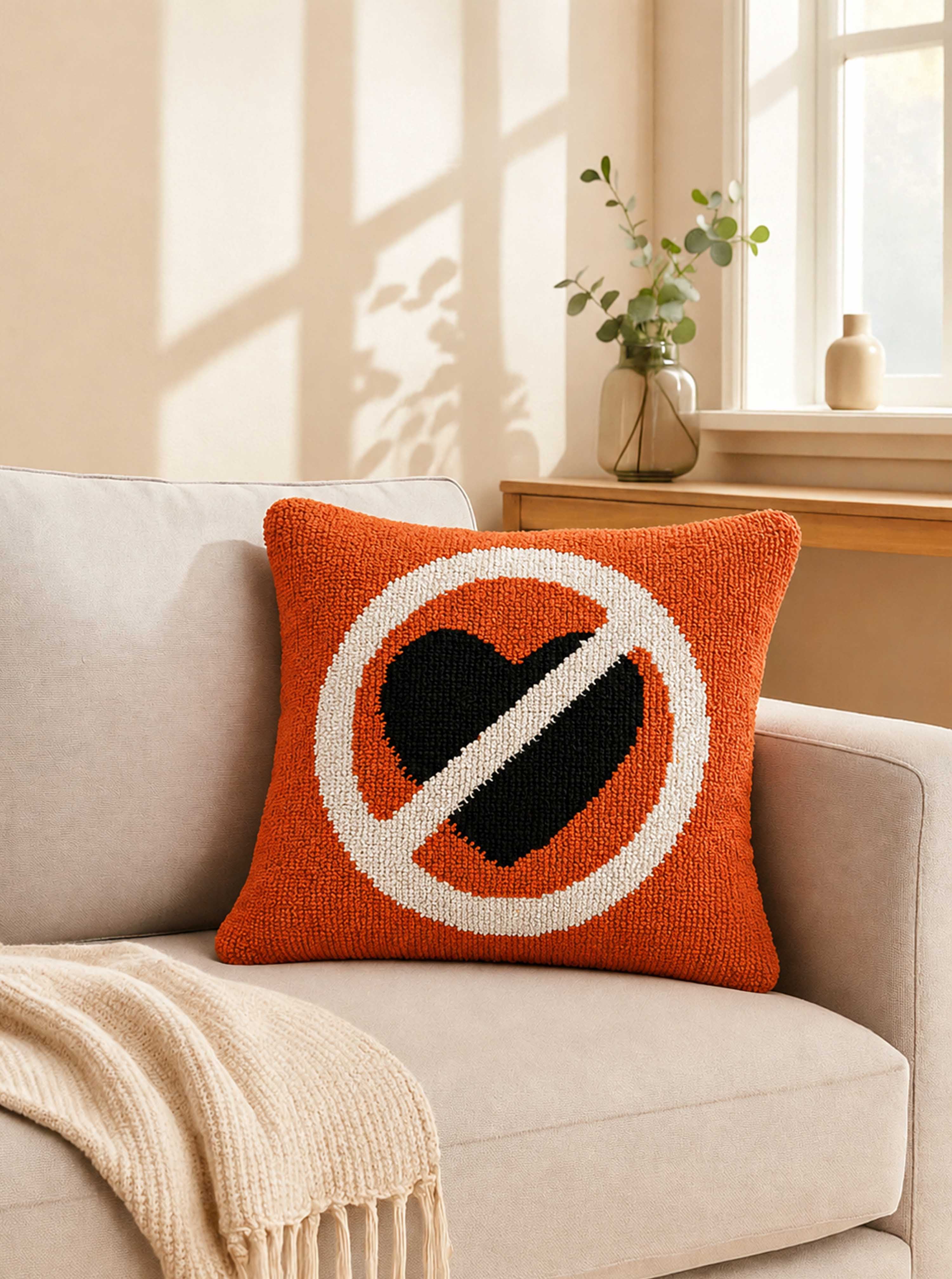 No heart Orange cushion cover