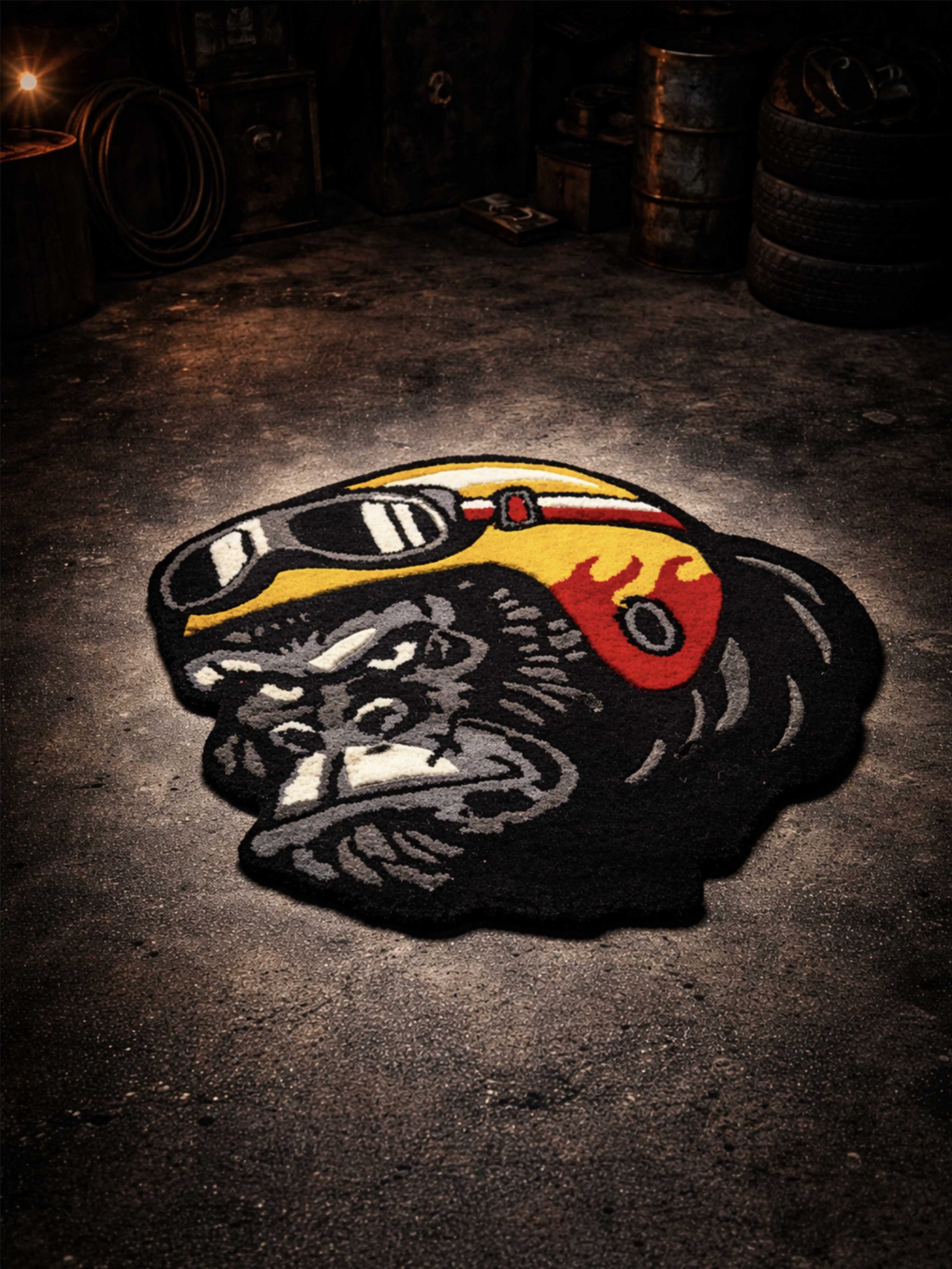 Chimpanzee biker Hand Tufted Custom Rug