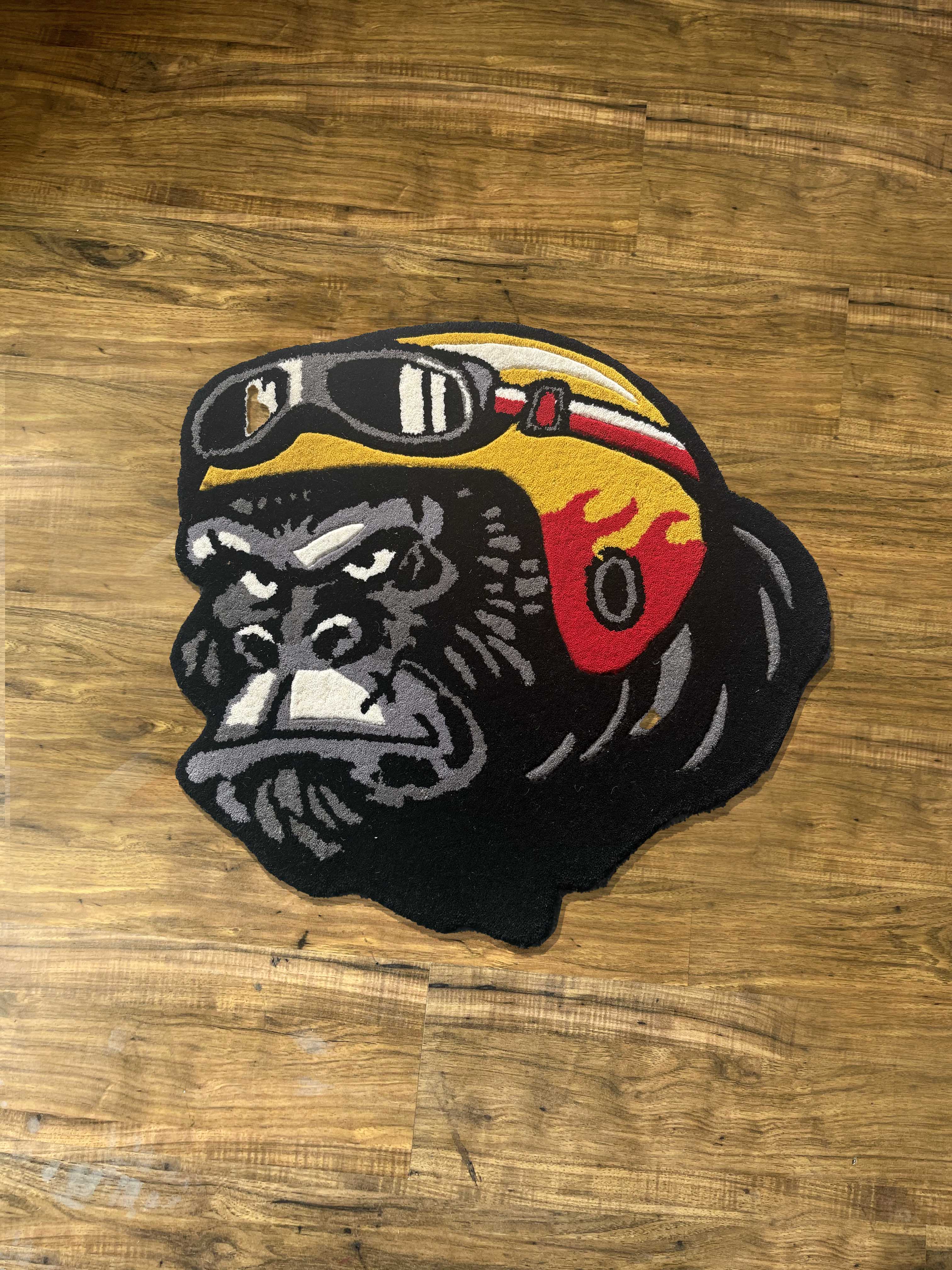 Chimpanzee biker Hand Tufted Custom Rug