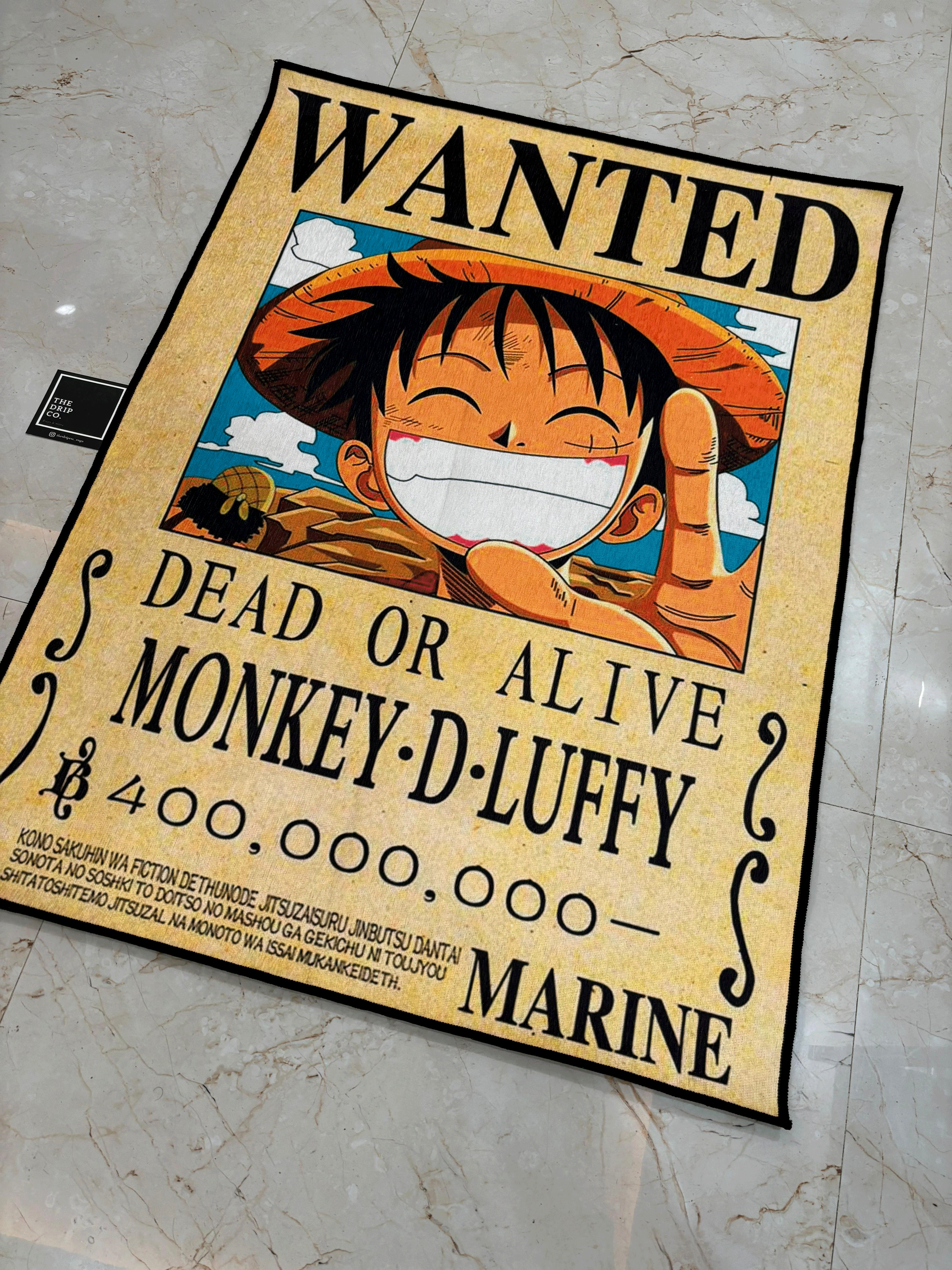 Luffy Wanted Dead Printed Washable Rug