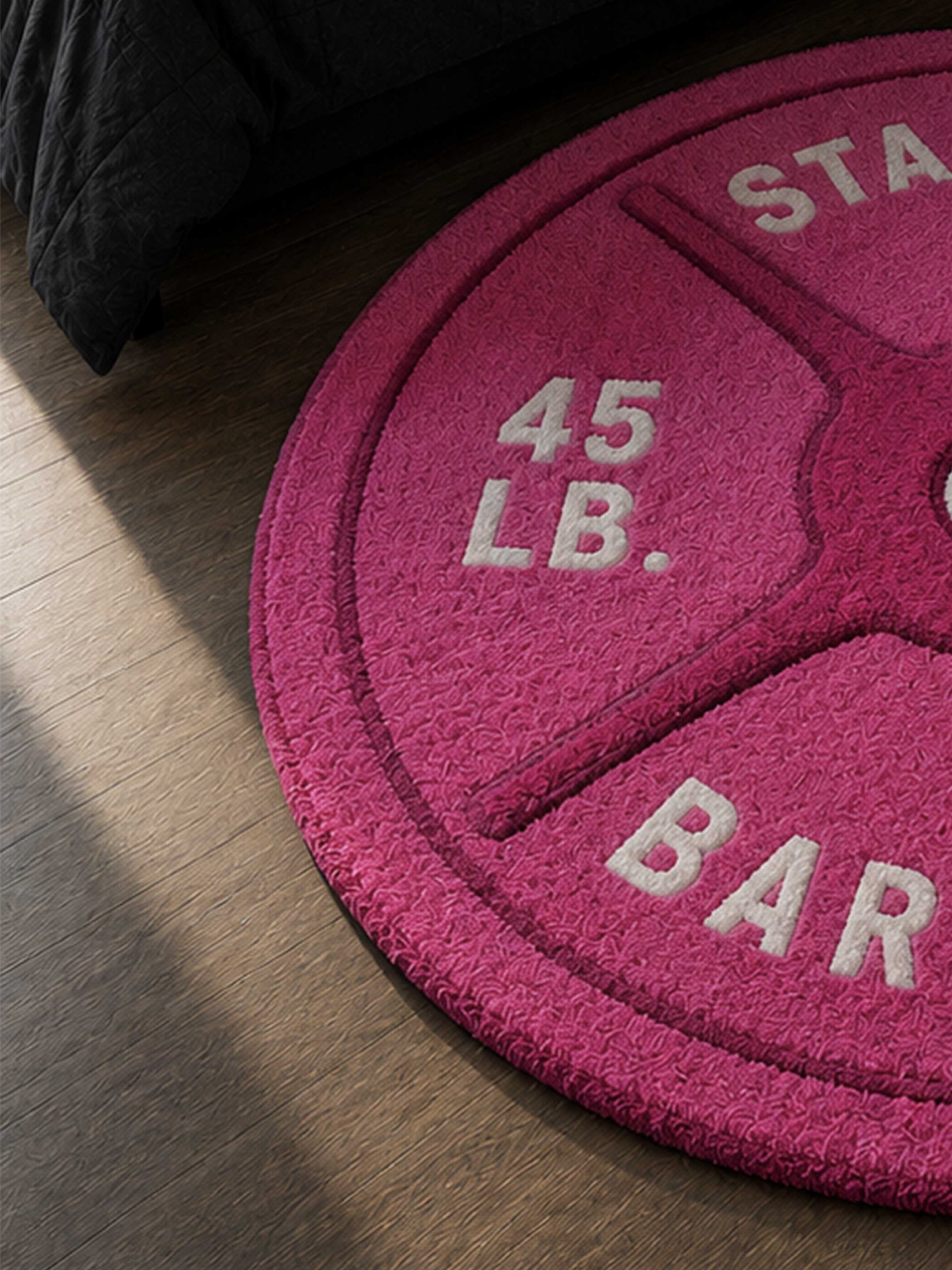 Pink Barbell Hand Tufted Rug