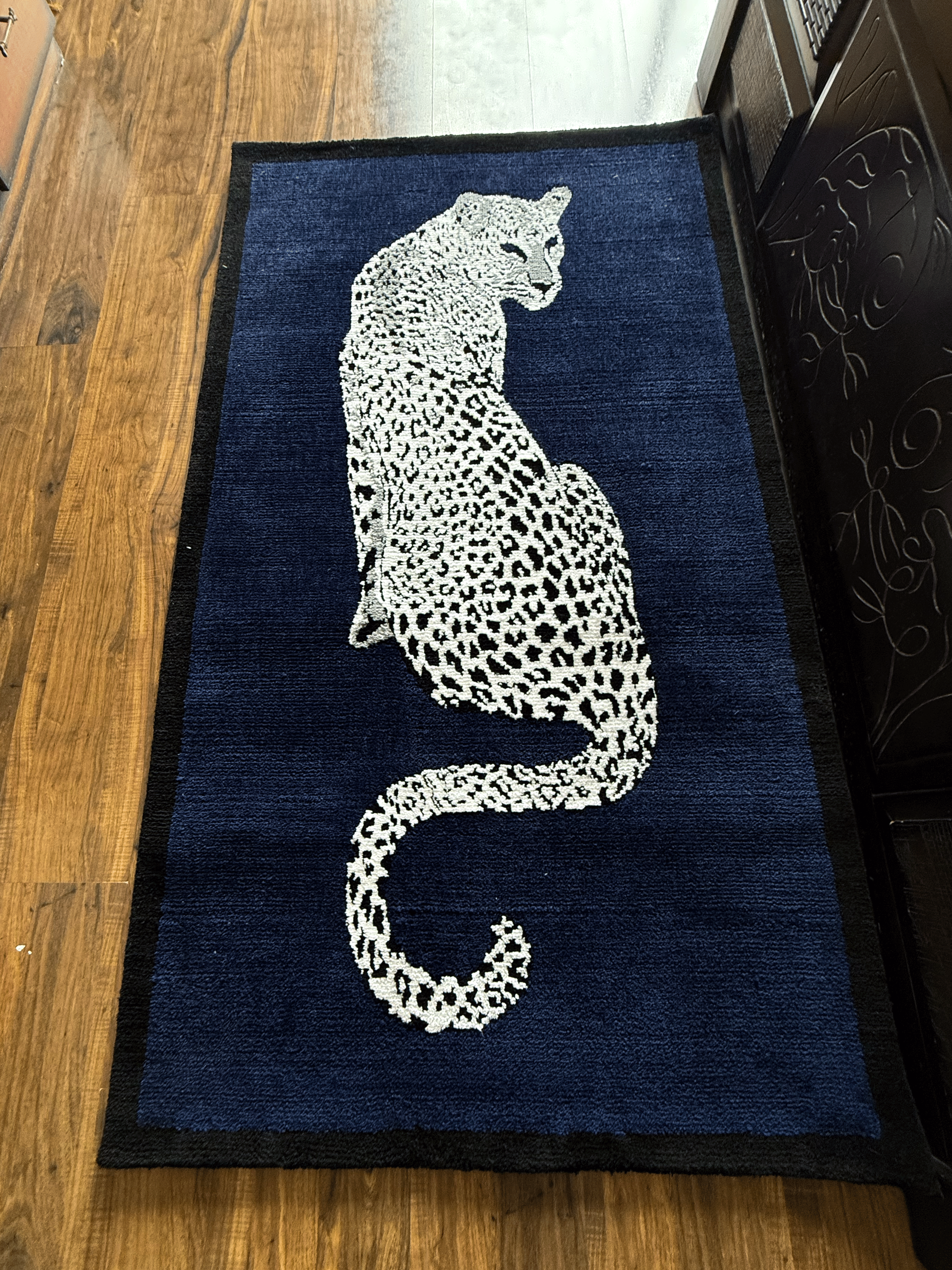 Royal White cheetah Machine Made Custom Rug