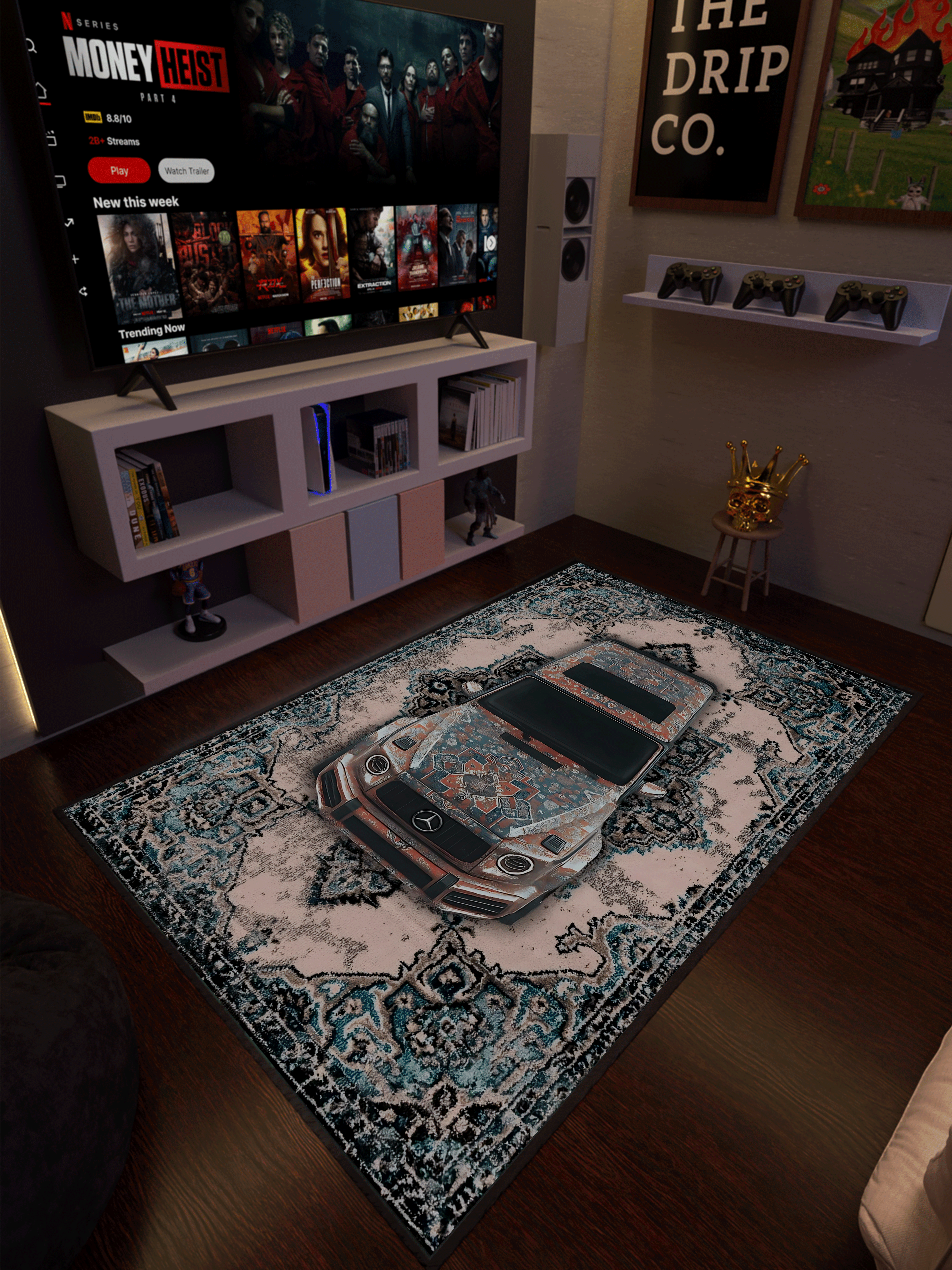 SUV car traditional design Washable Custom Rug