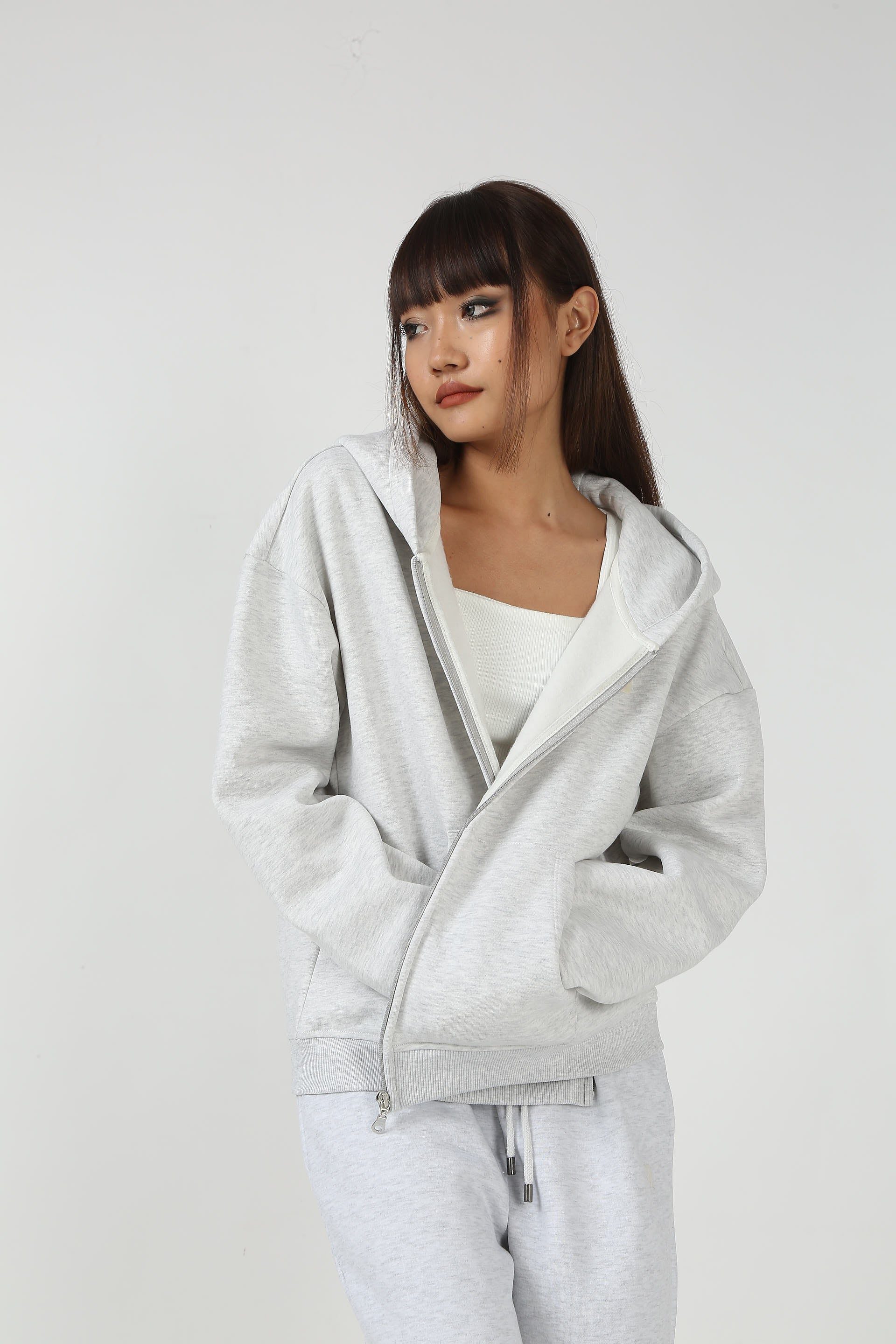 Grey Everyday Zipper Hoodie