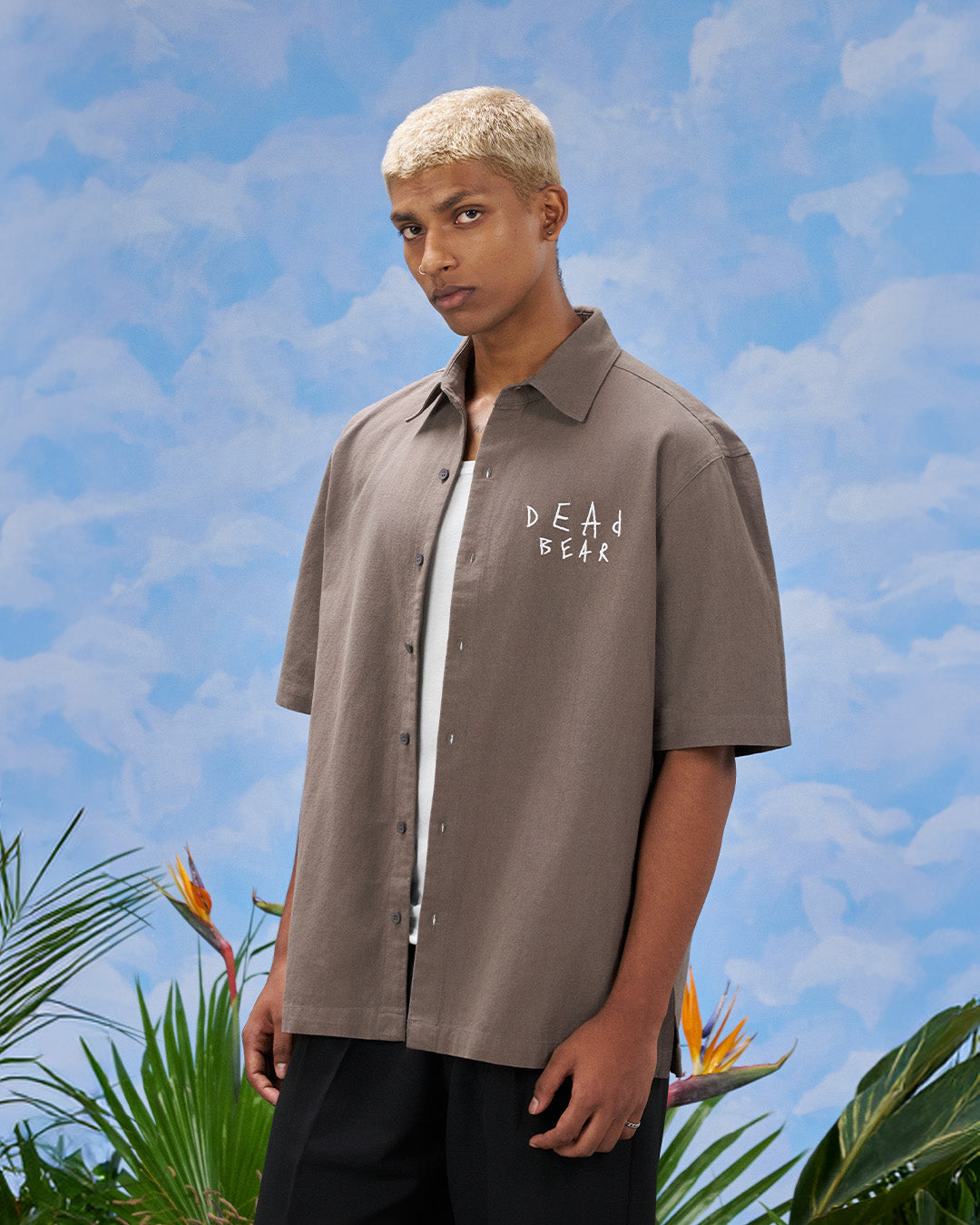 Scribbled Logo Shirt Taupe