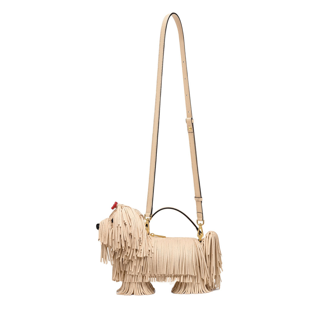 JW PEI Coco Shaggy Dog Shaped Handle Bag - Apricot