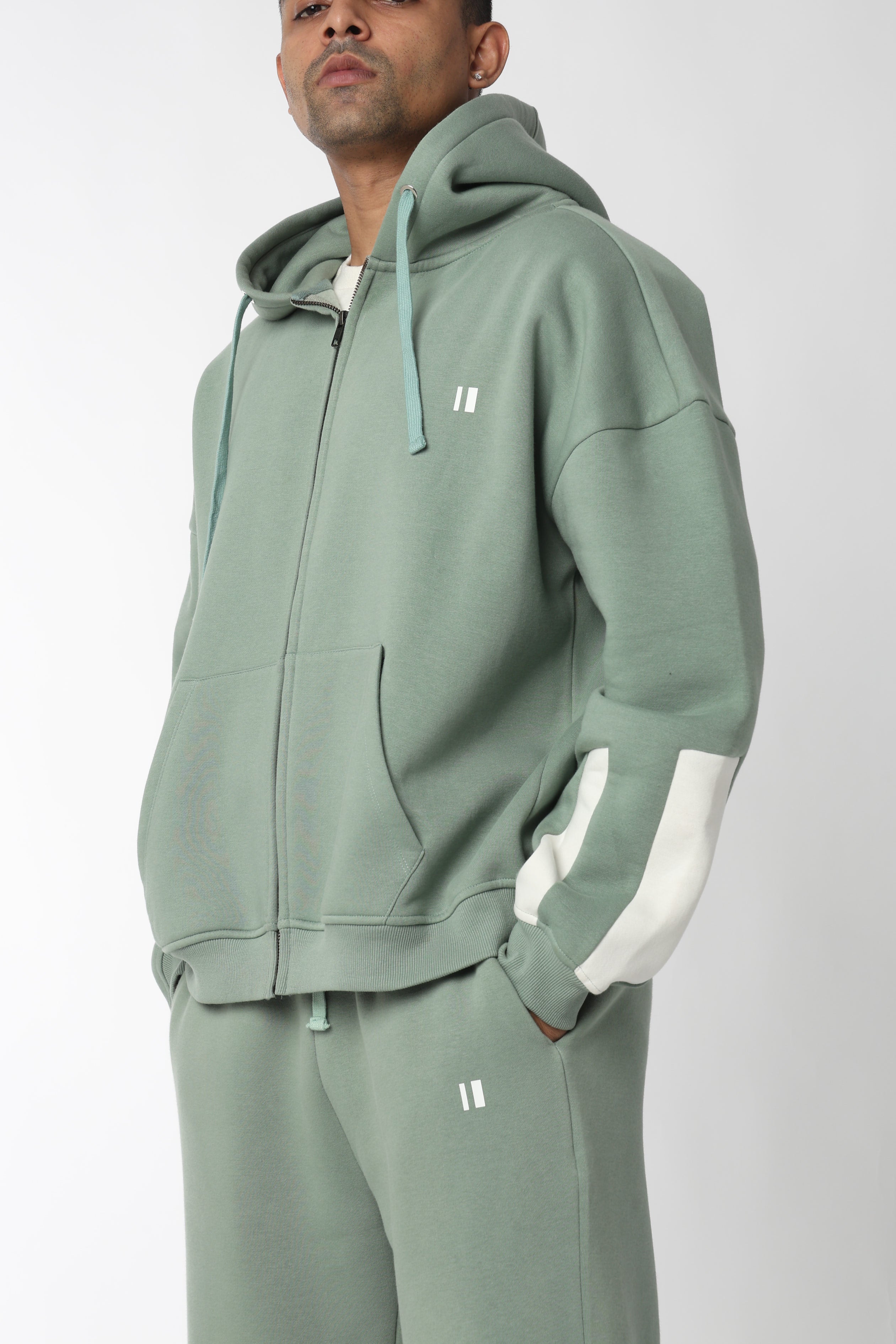 Sea Green Everyday Zipper Hoodie + Sweatpants Set