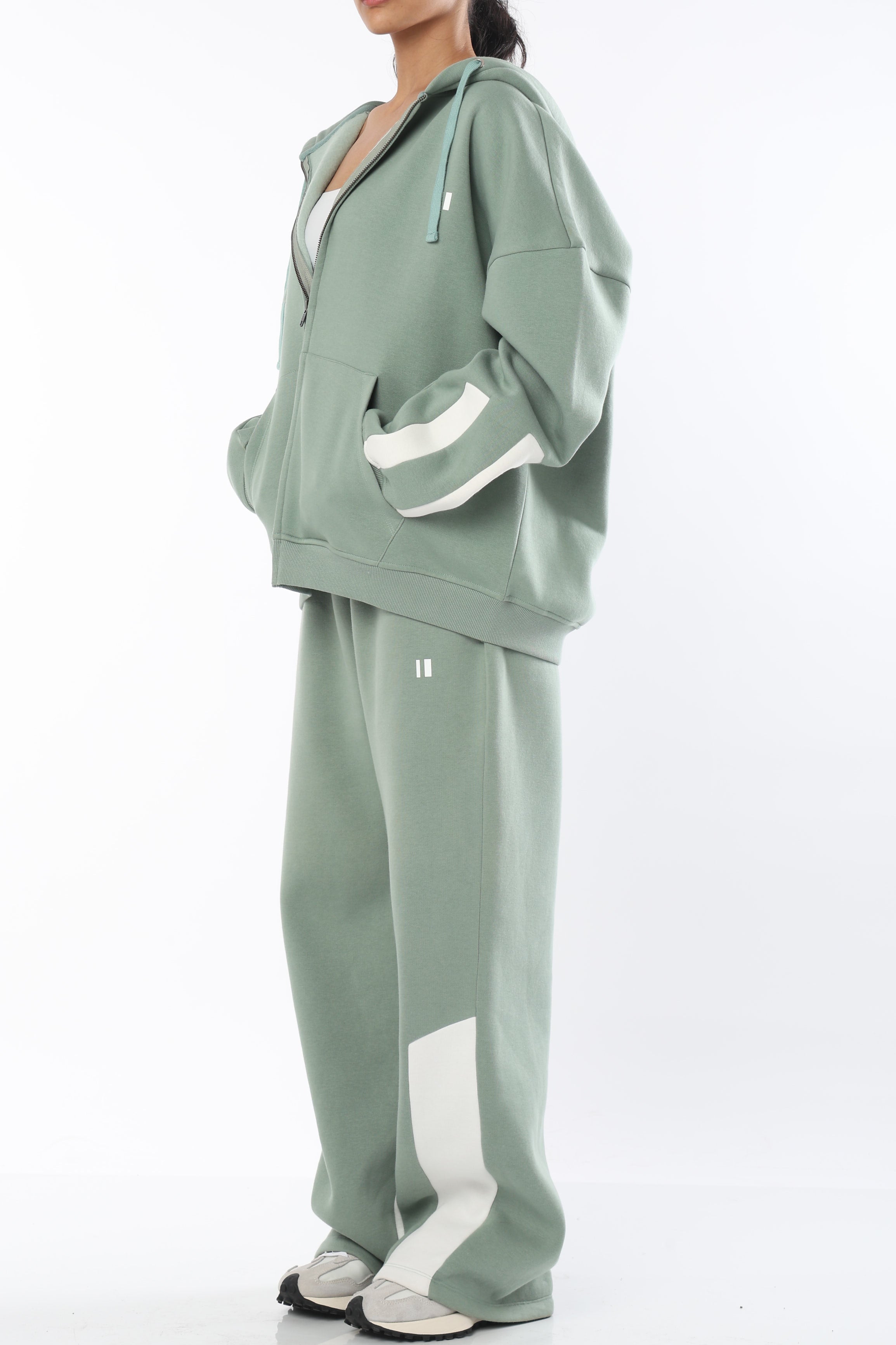 Sea Green Everyday Zipper Hoodie + Sweatpants Set