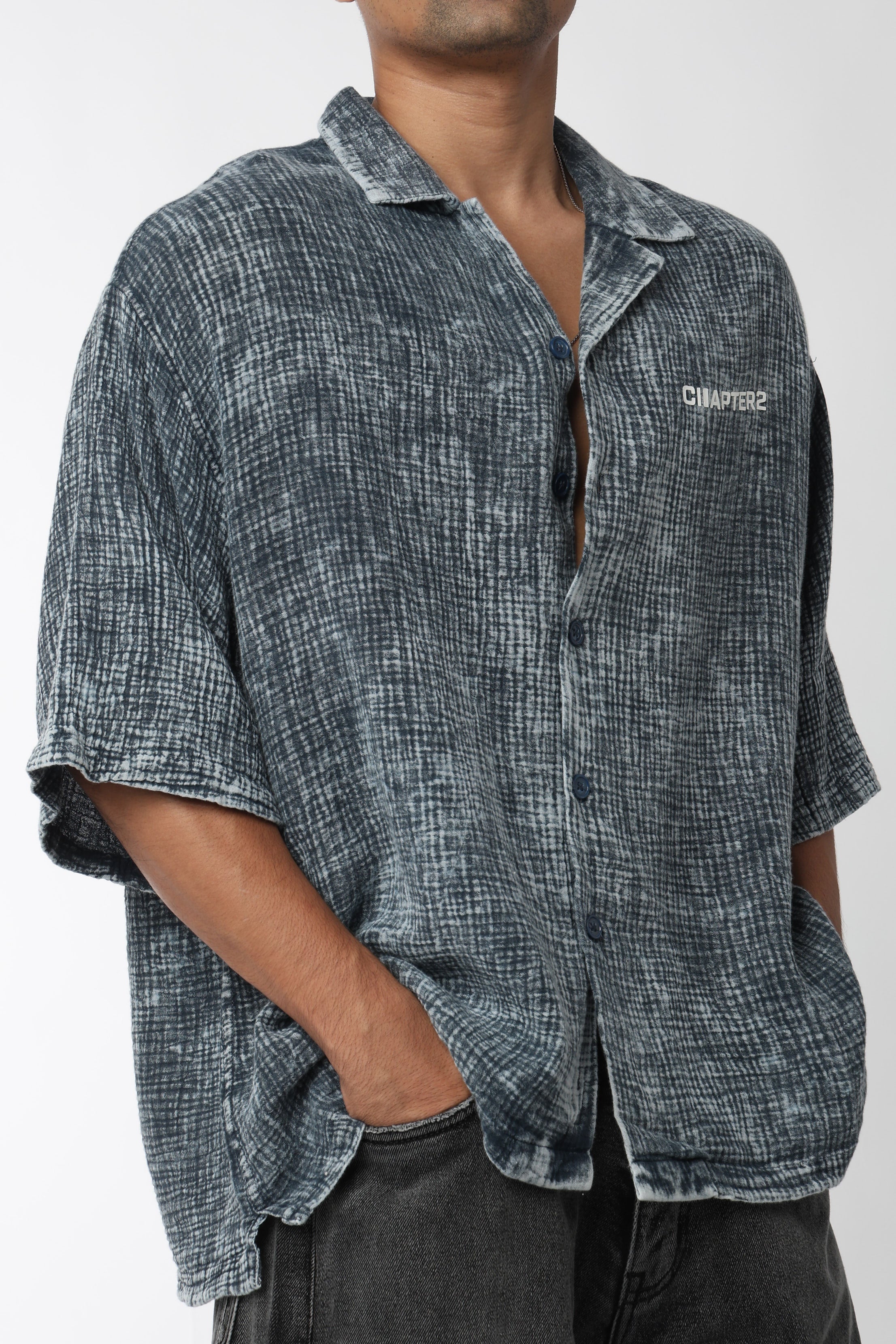 Washed Waffle Blue Shirt