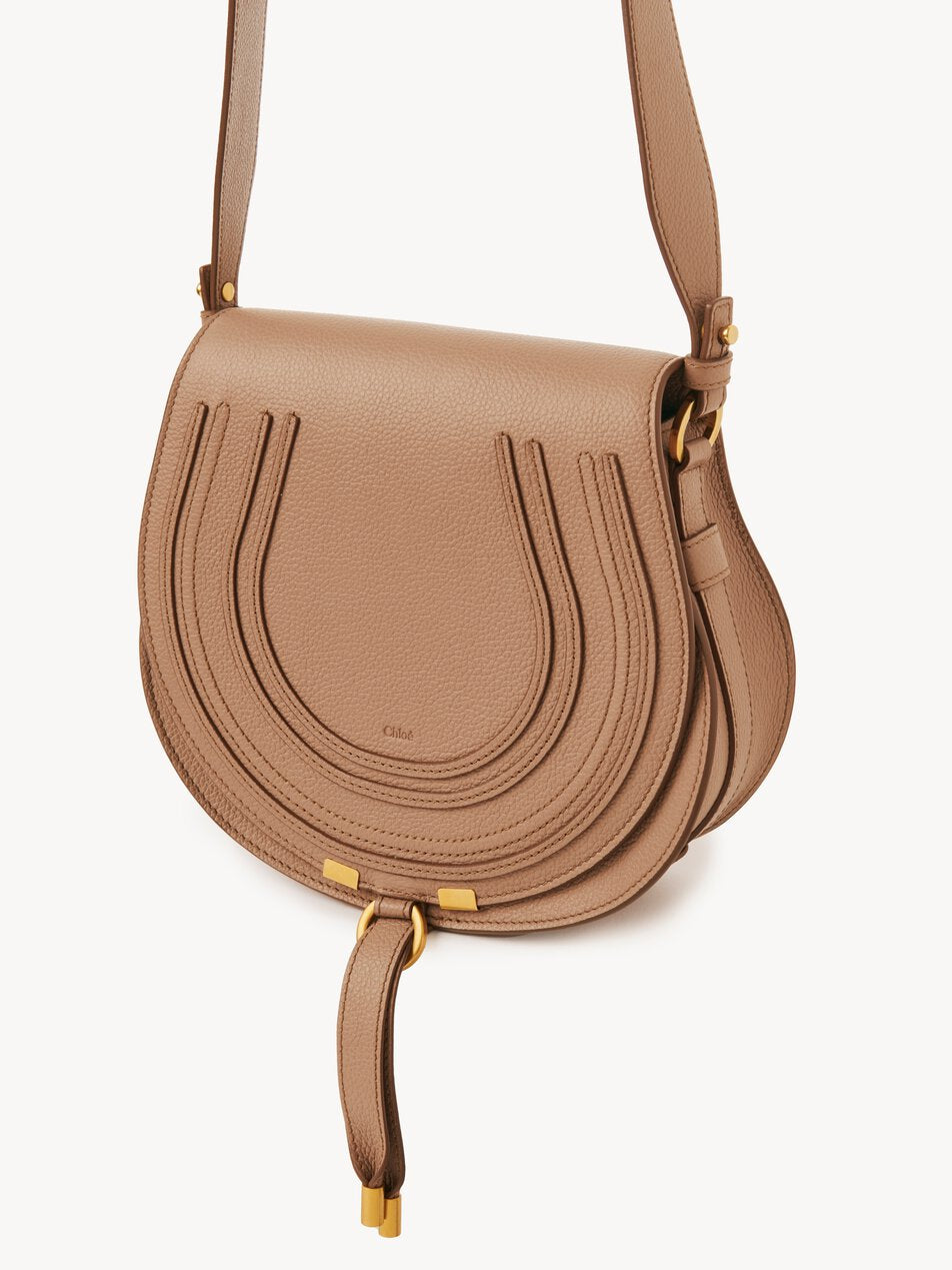CHLOE Marcie saddle bag in grained leather Light Tan