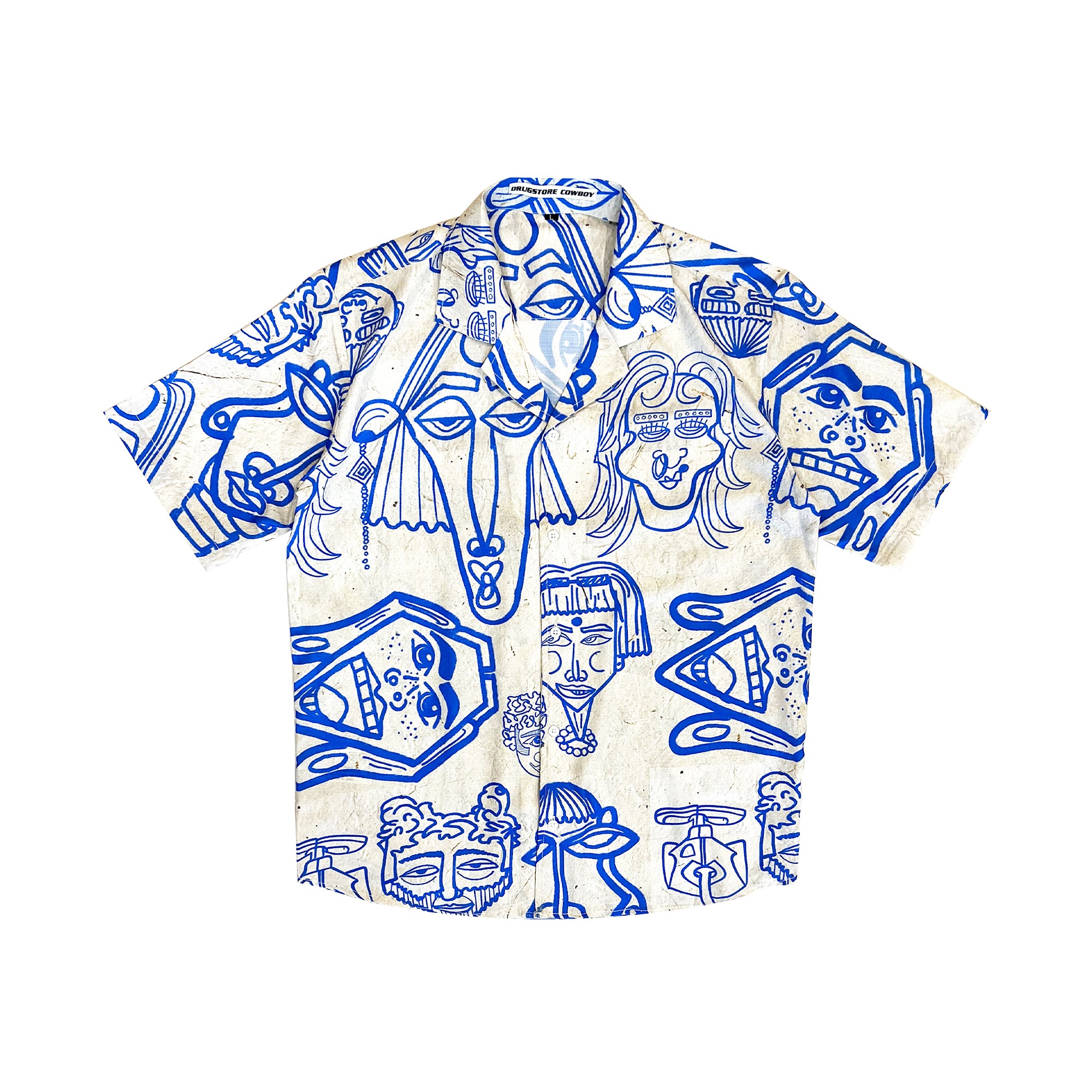 Blue-Beige Illustration Shirt