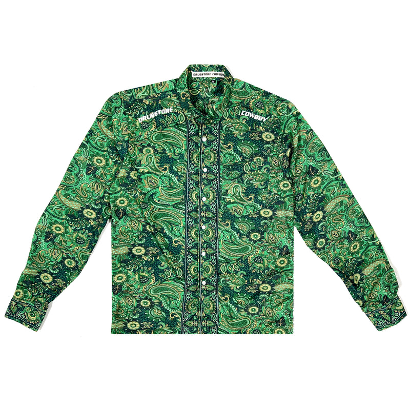 Forest Green Silk Satin Full-Sleeve Shirt | Drugstore Cowboy | Streetwear Shirt by Crepdog Crew