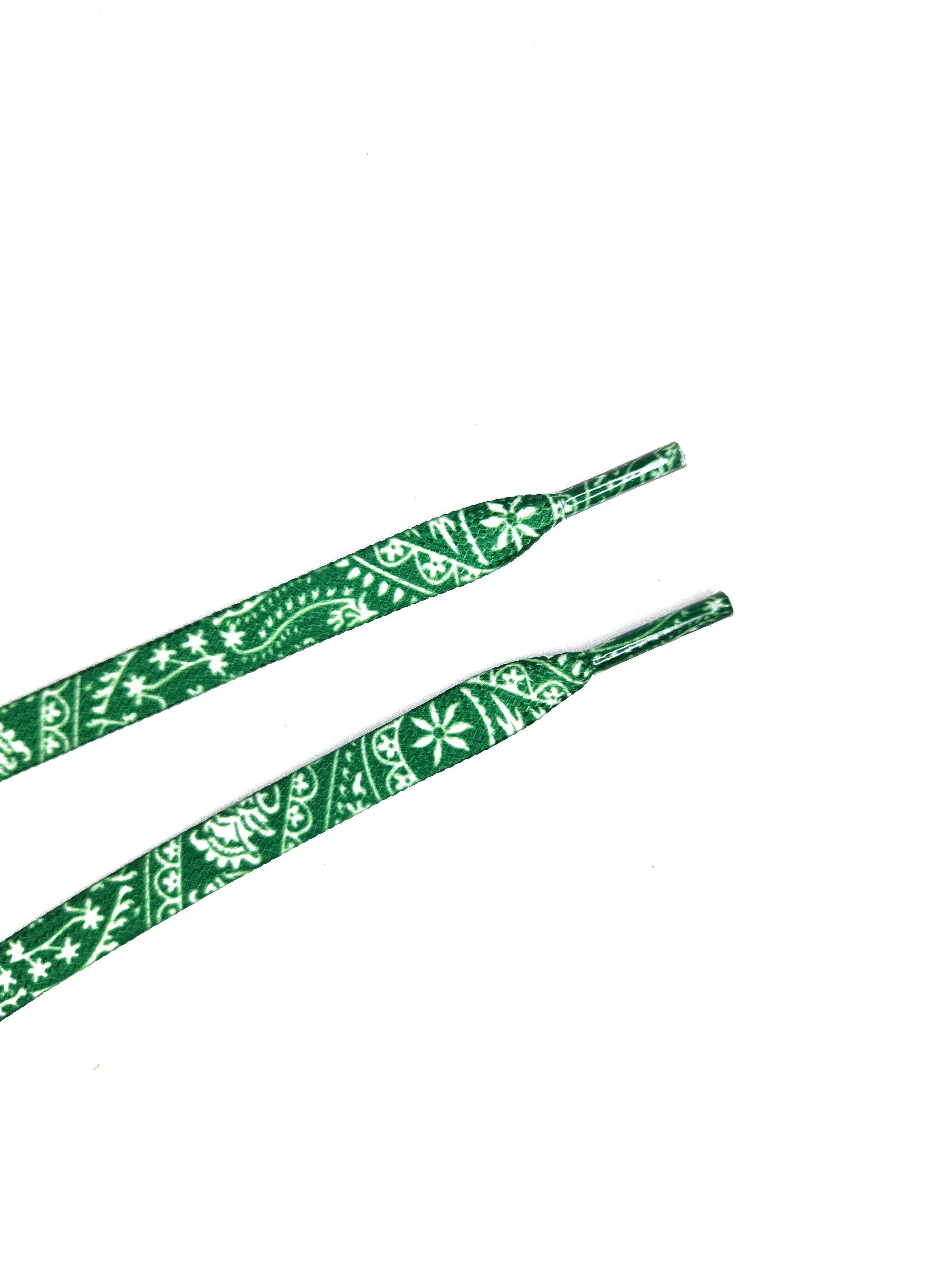 Green Paisley Bandana Flat laces