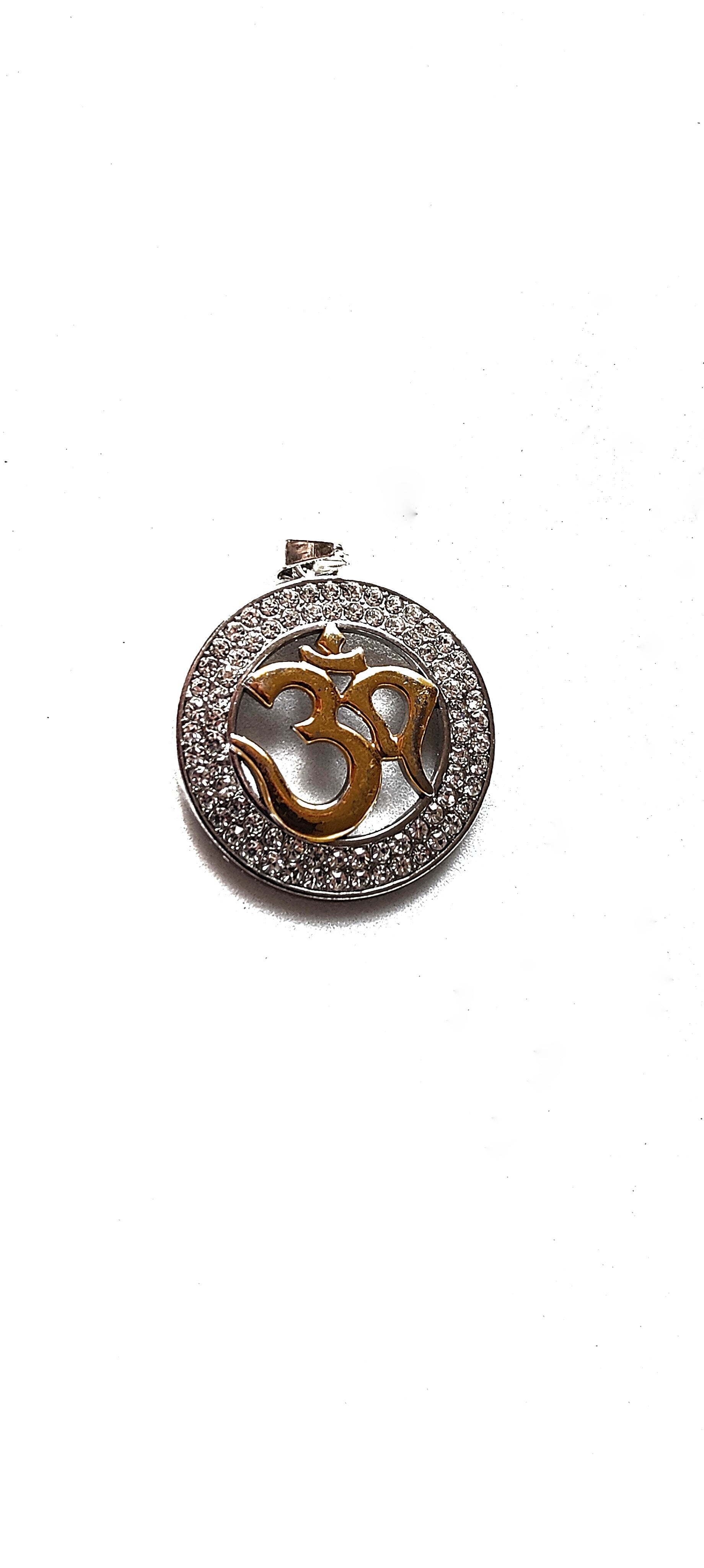 Silver Divine crystal OM pendant with free Rope chain by Freshice