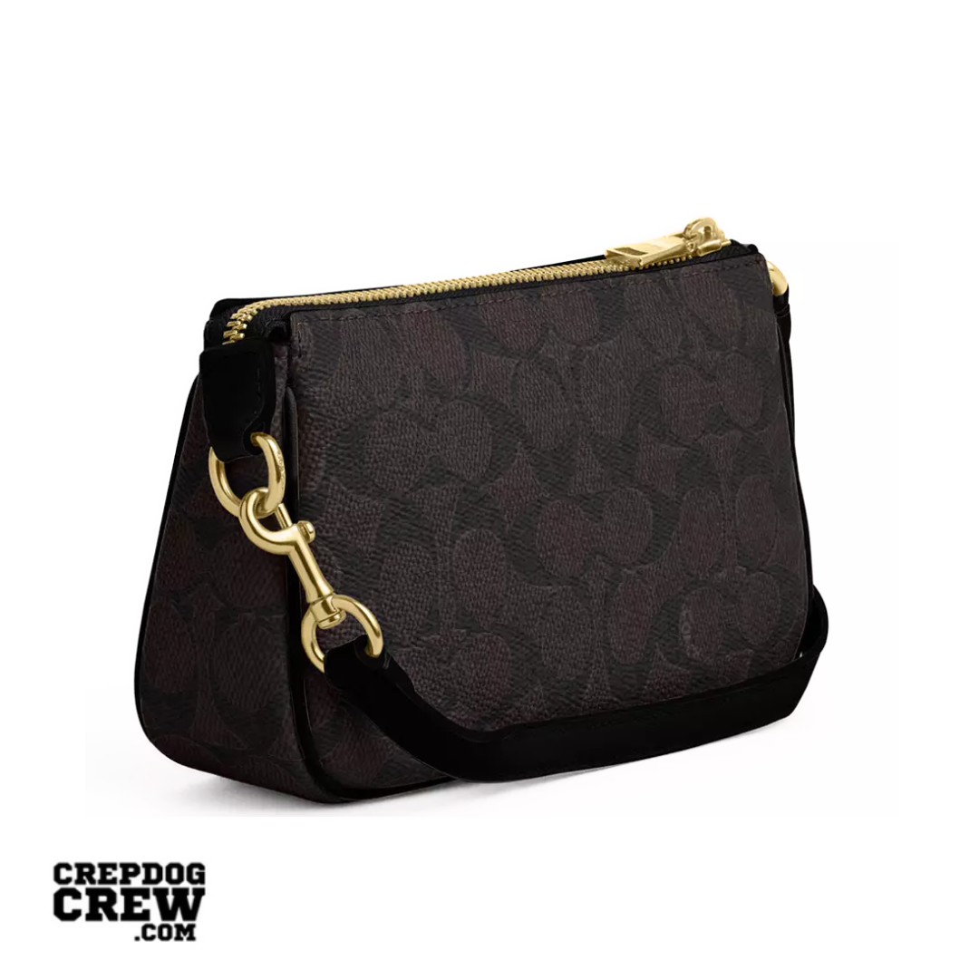 Coach Nolita 19 In Signature Canvas Gold Walnut Black