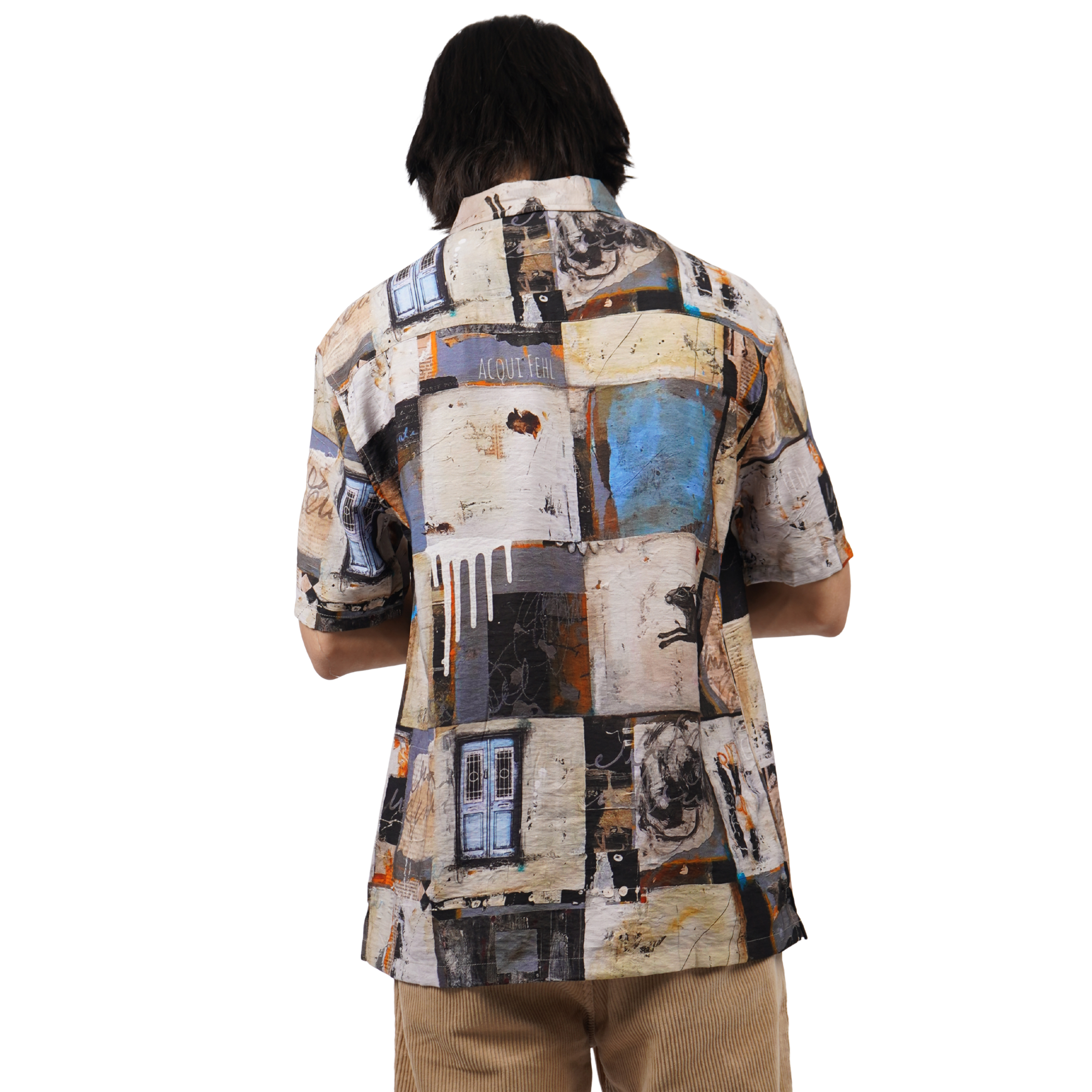 BRUSHSTROKE GRID PRINTED SHIRT