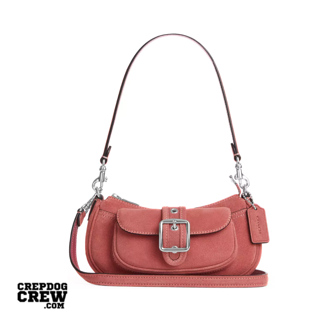 Coach Ashton Mini Shoulder Bag suede Silver Pink