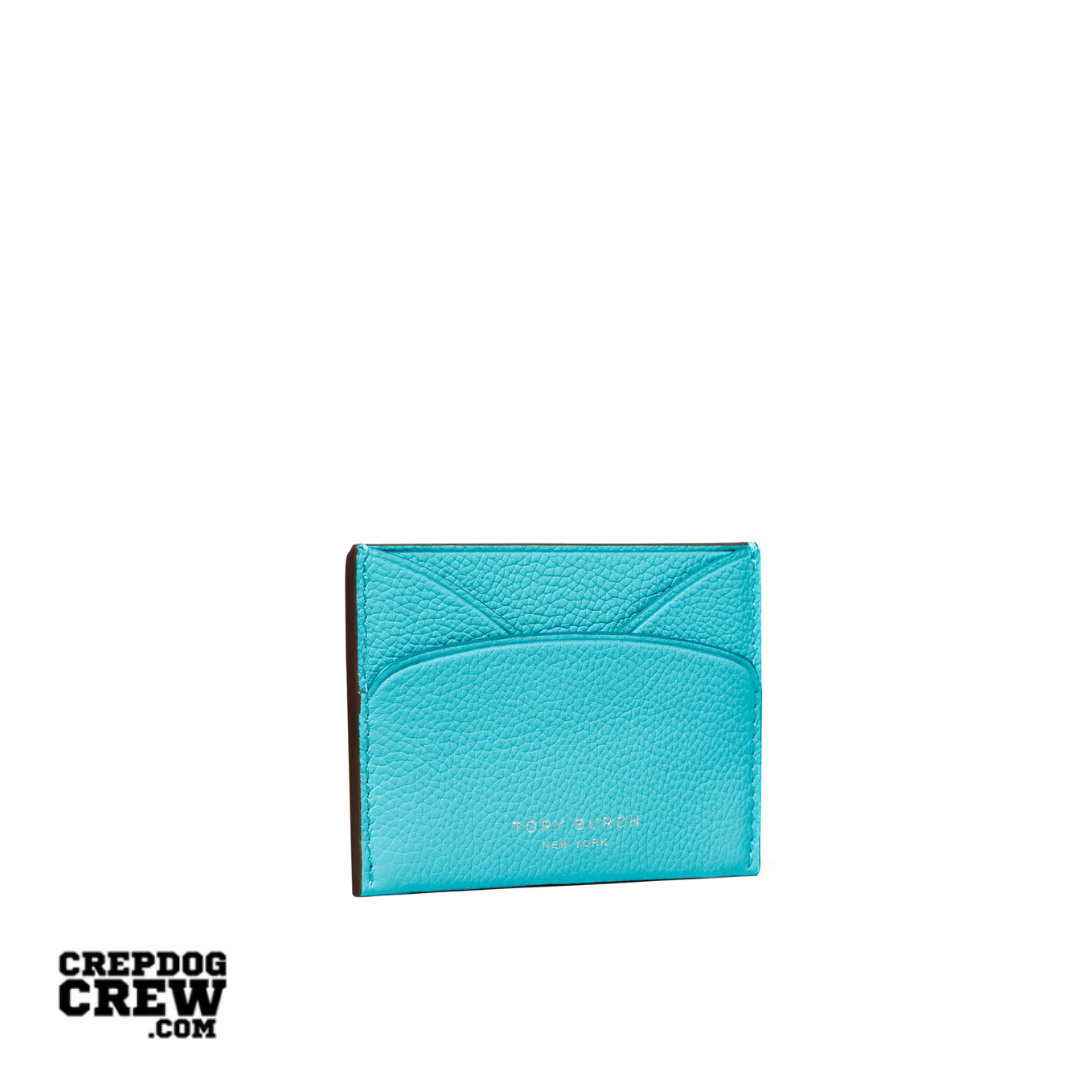 TORY BURCH ROMY FLAT CARD CASE soft turquoise