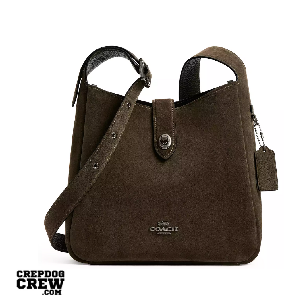COACH Hadley Convertible Crossbody Bag suede Gunmetal