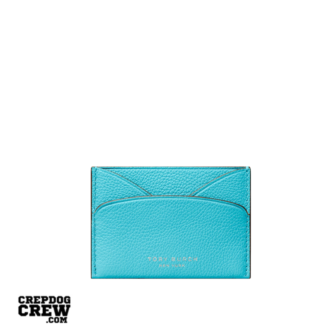 TORY BURCH ROMY FLAT CARD CASE soft turquoise